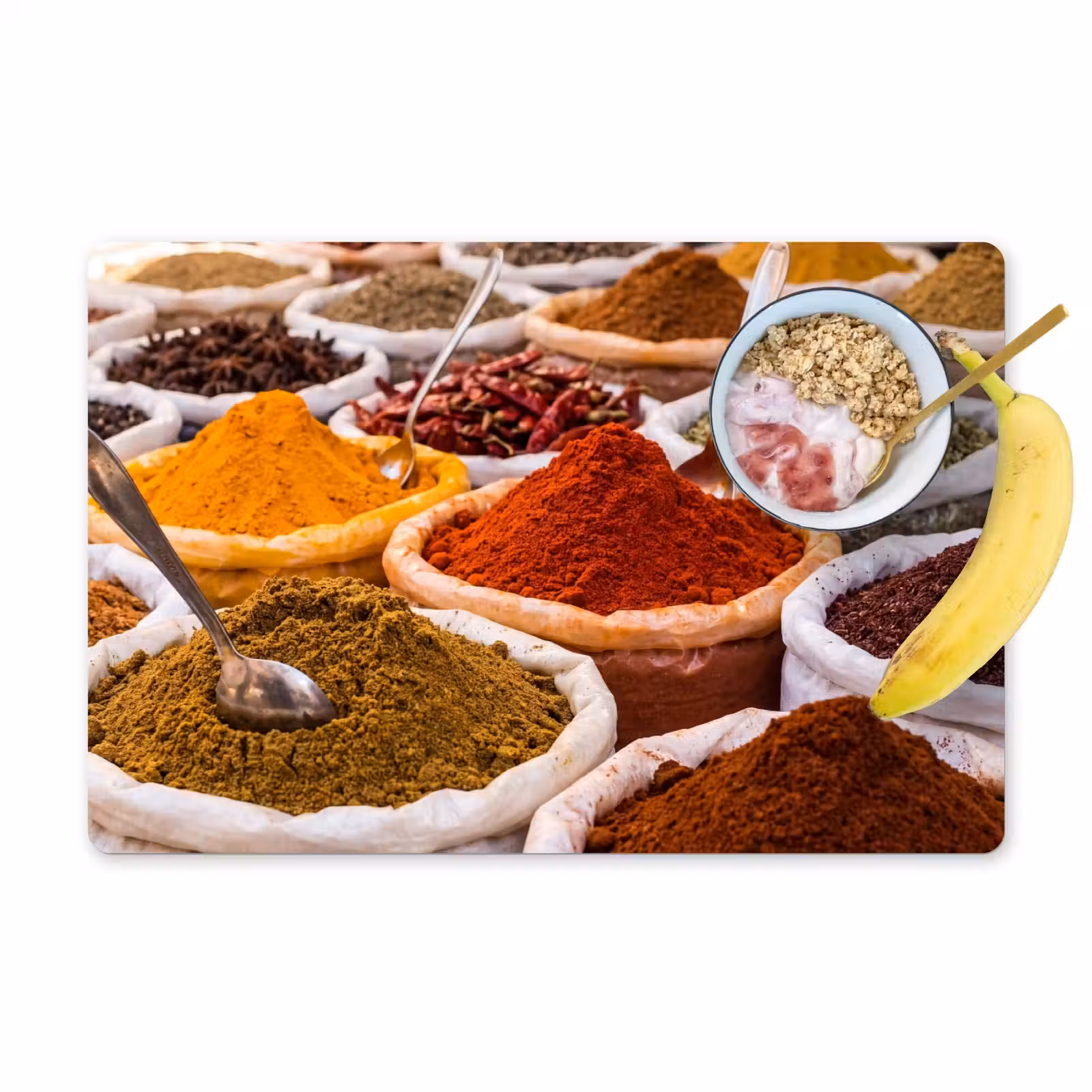 Placemat - 6 pieces - Herbs - Market - Food - Kruiden - Markt - Eten Placemat vinyl groot