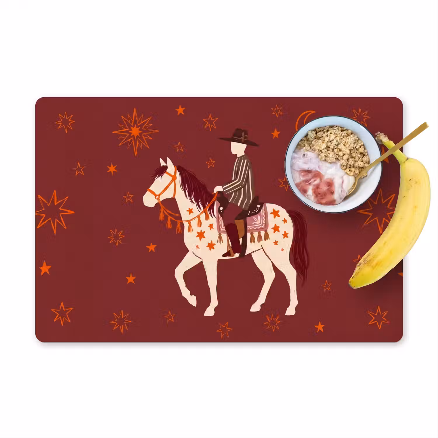Paard - Ruiter - Sterren - Nacht - Illustratie Placemat vinyl groot -zzzproduct_Kitchenyeah-website