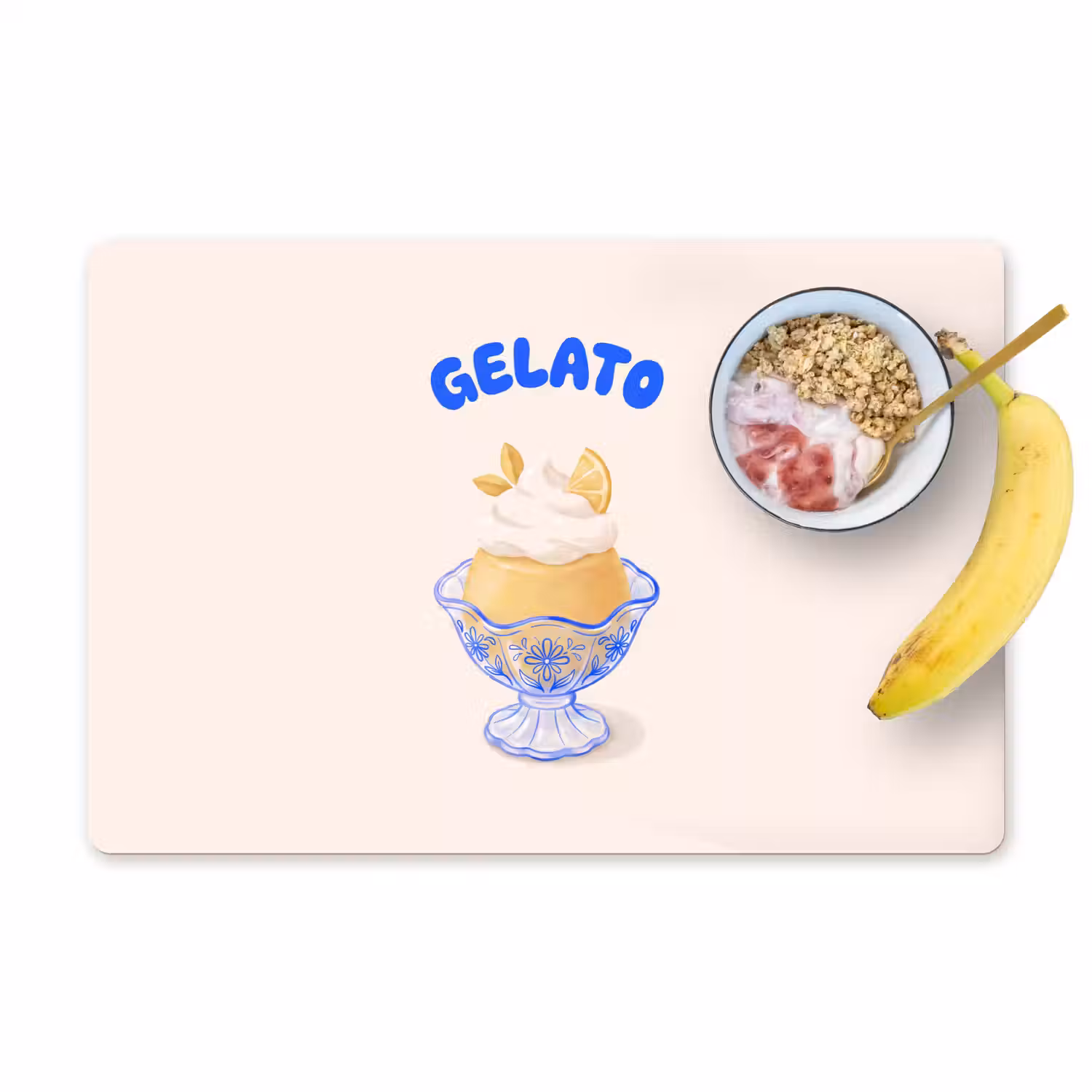 IJs - Citroen - Illustratie - Geel - Dessert Placemat vinyl groot -zzzproduct_Kitchenyeah-website