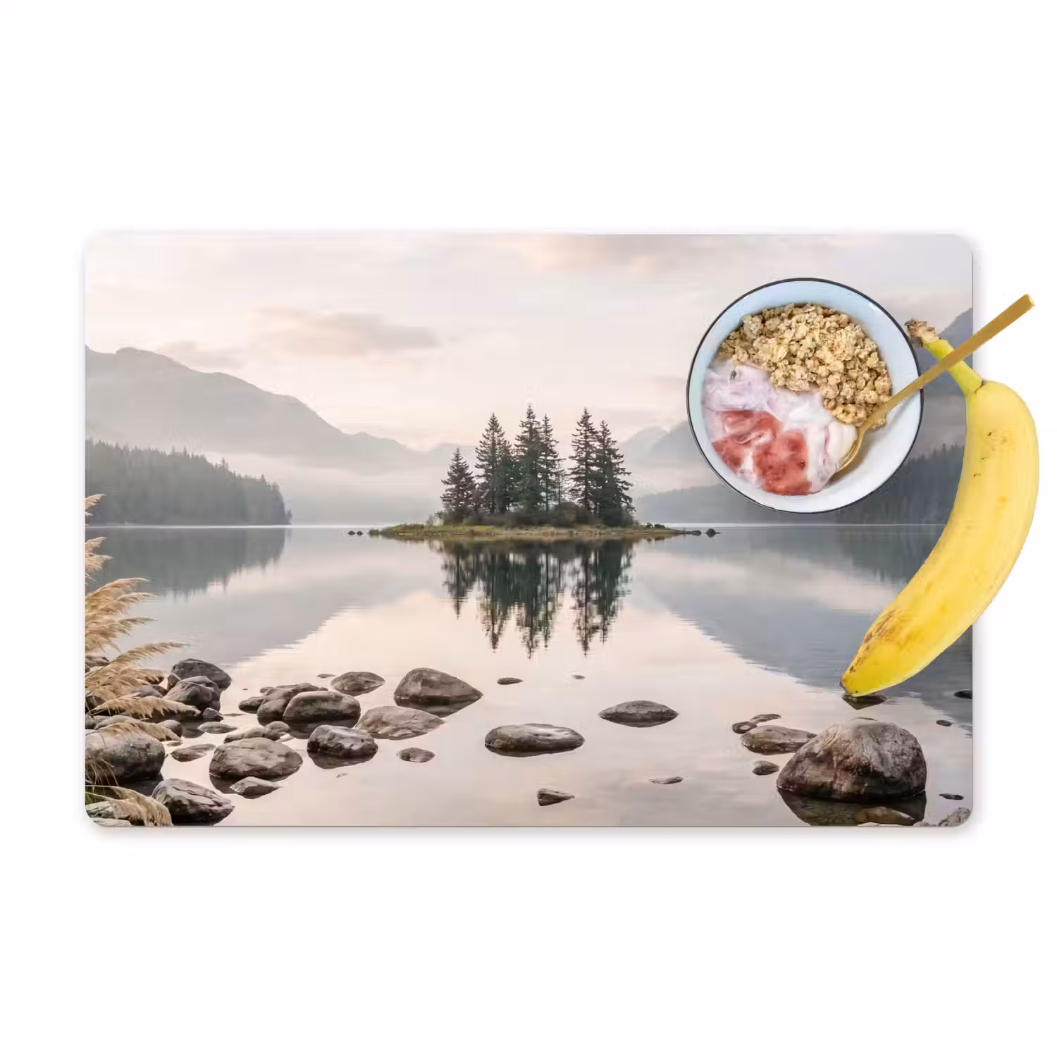 Meer - Bergen - Landschap - Groen Placemat vinyl groot -zzzproduct_Kitchenyeah-website