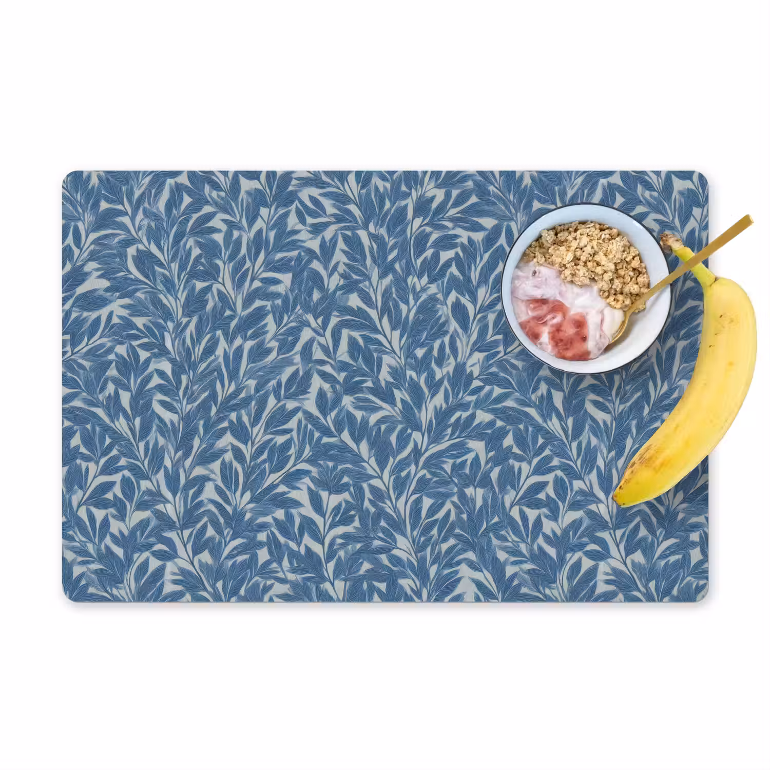 Bladeren - Klassiek - Patroon - Donkerblauw - Vintage Placemat vinyl groot 368 -zzzproduct_Kitchenyeah-website