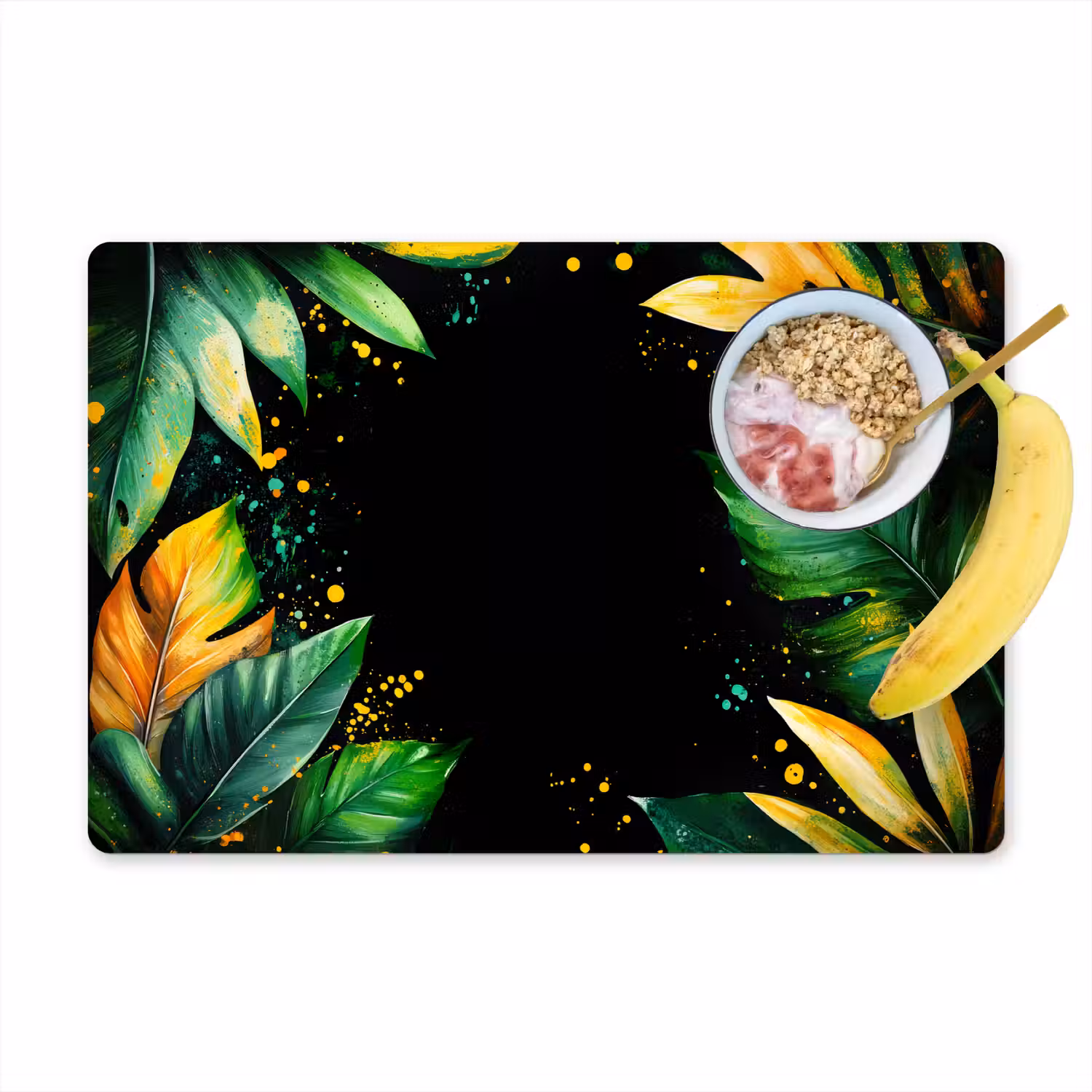Bladeren - Groen - Geel - Verf - Jungle Placemat vinyl groot -zzzproduct_Kitchenyeah-website
