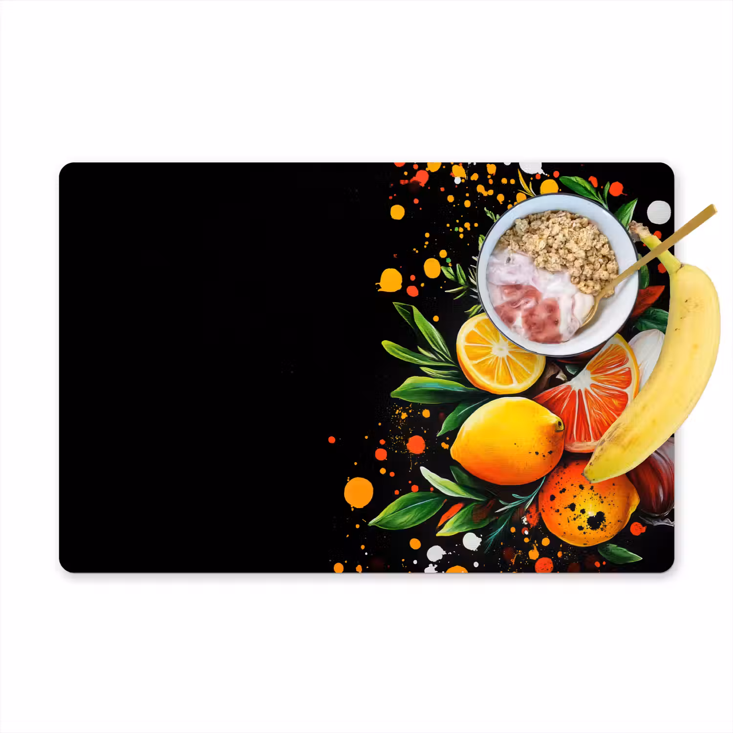 Citroenen - Zwart - Kruiden - Graffiti - Verf Placemat vinyl groot -zzzproduct_Kitchenyeah-website