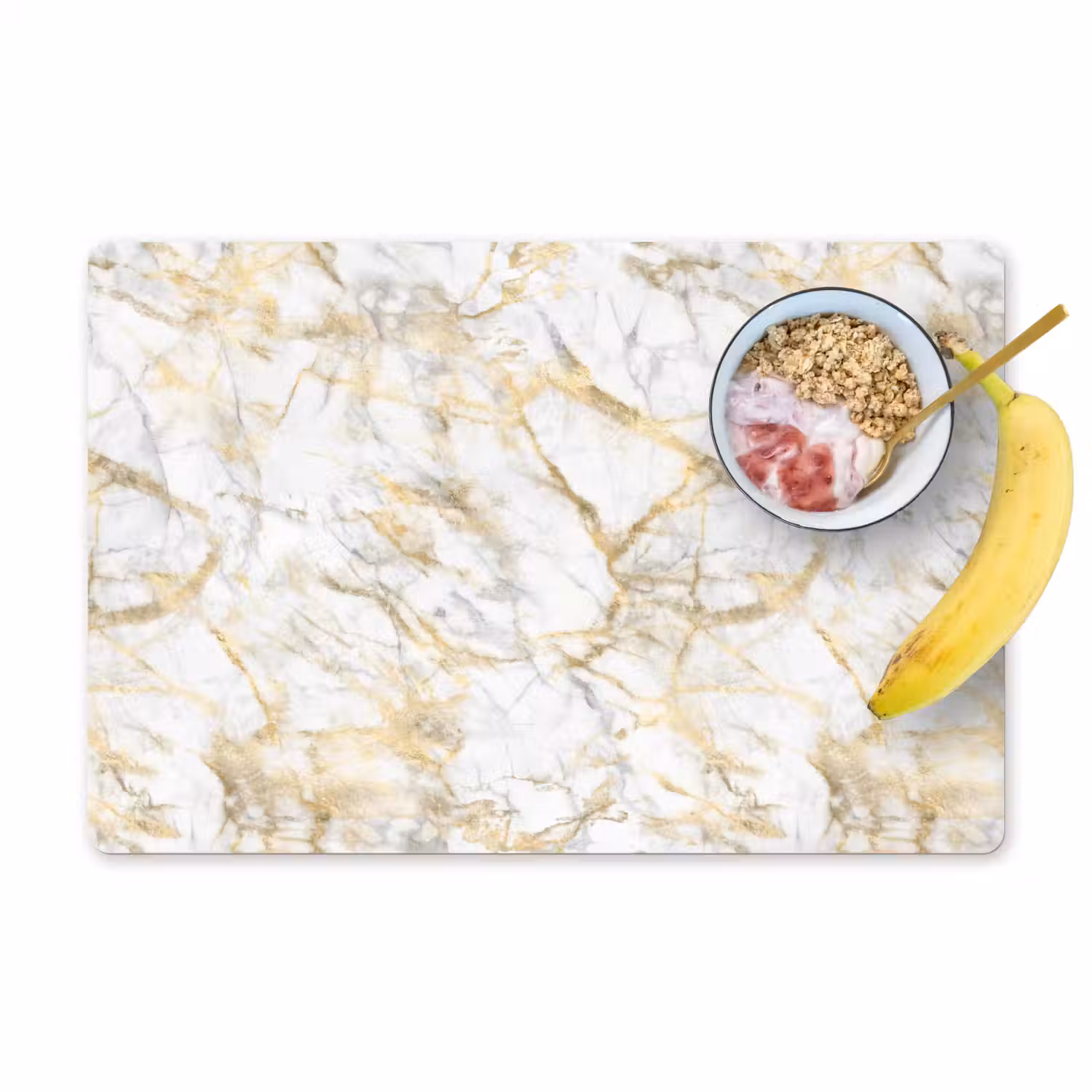 Marmer - Wit - Expressief - Goudaccenten Placemat vinyl groot 368 -zzzproduct_Kitchenyeah-website