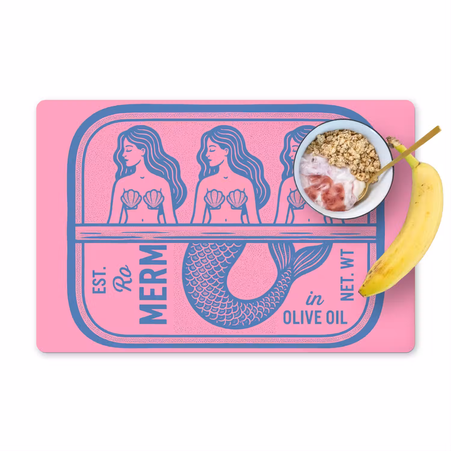 Meermin - Sardineblik - Illustratie - Roze - Retro Placemat vinyl groot -zzzproduct_Kitchenyeah-website