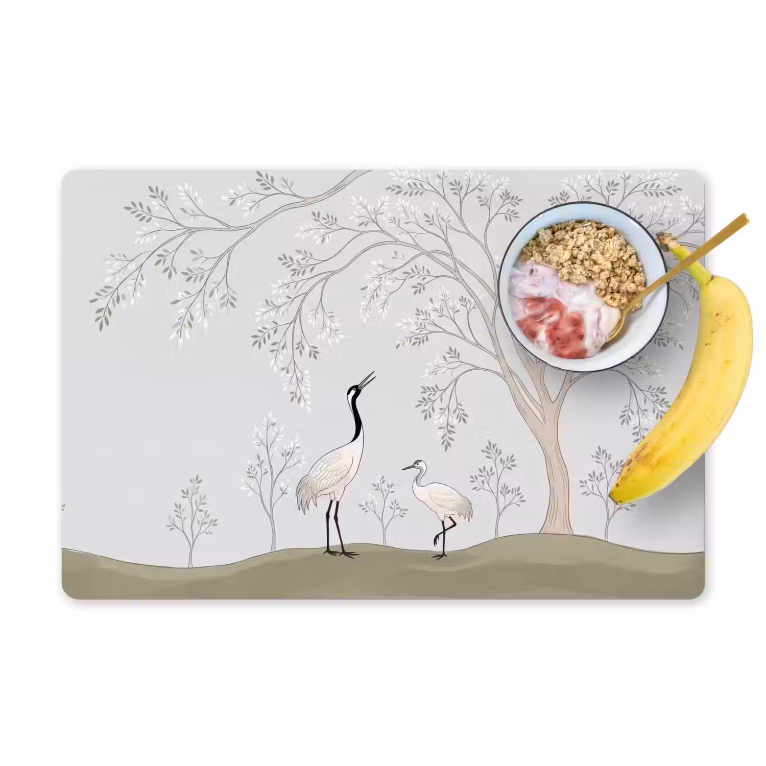 Minimalistisch - Kraanvogels - Blauw Placemat vinyl groot -zzzproduct_Kitchenyeah-website