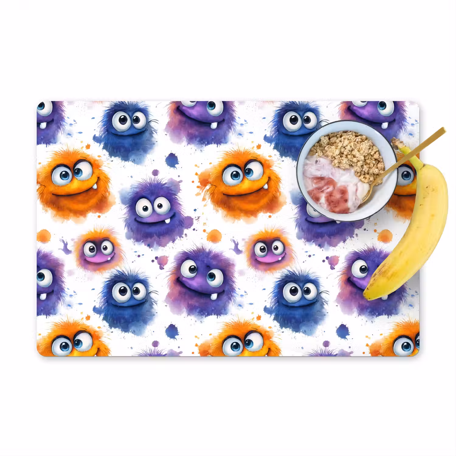Monstertjes - Aquarel - Kleurrijk Placemat vinyl groot 368 -zzzproduct_Kitchenyeah-website