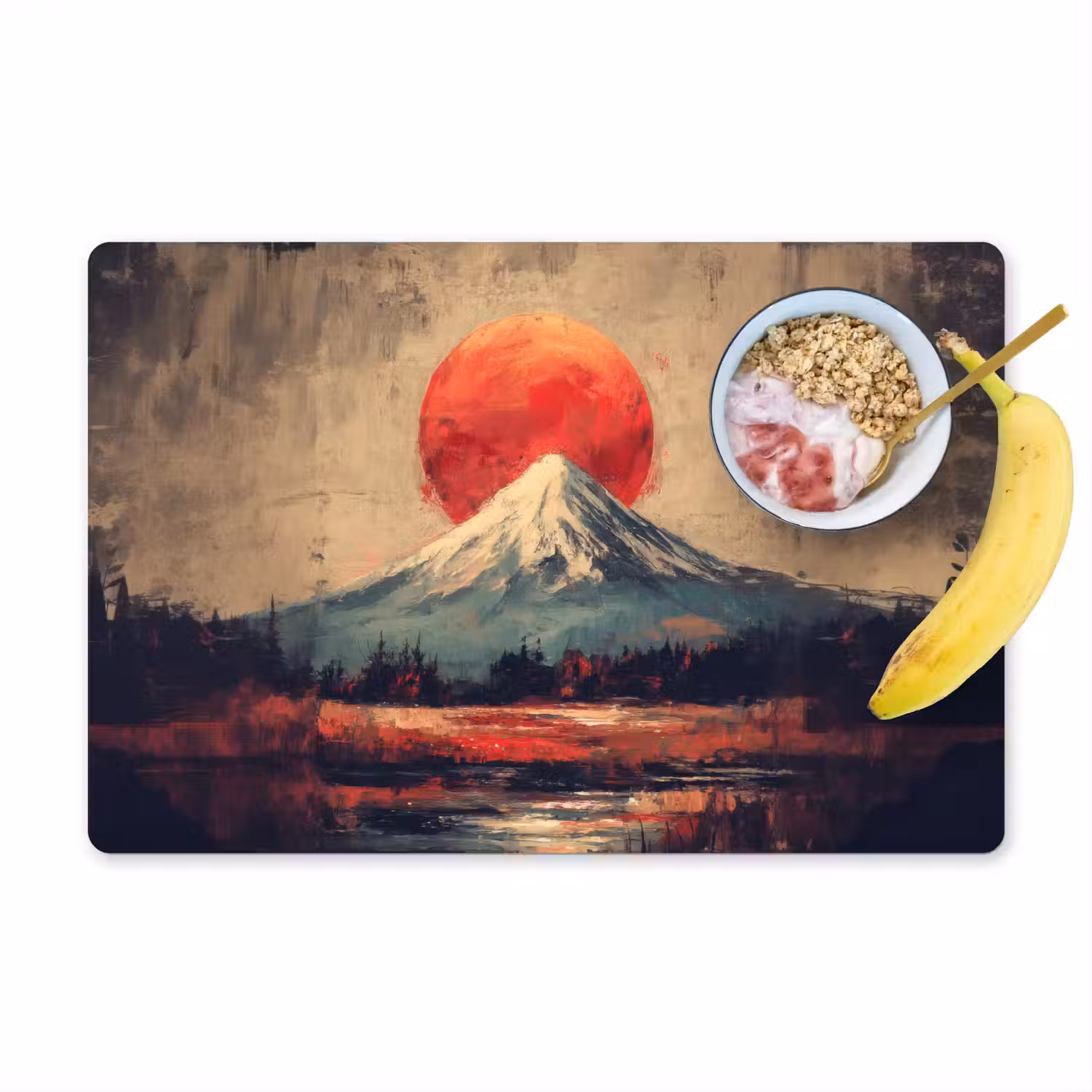 Bergtop - Sneeuw - Zon Placemat vinyl groot -zzzproduct_Kitchenyeah-website