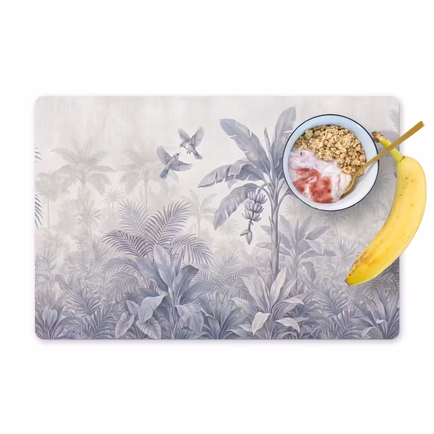 Natuur - Vogel - Jungle - Illustratie - Blauw Placemat vinyl groot -zzzproduct_Kitchenyeah-website