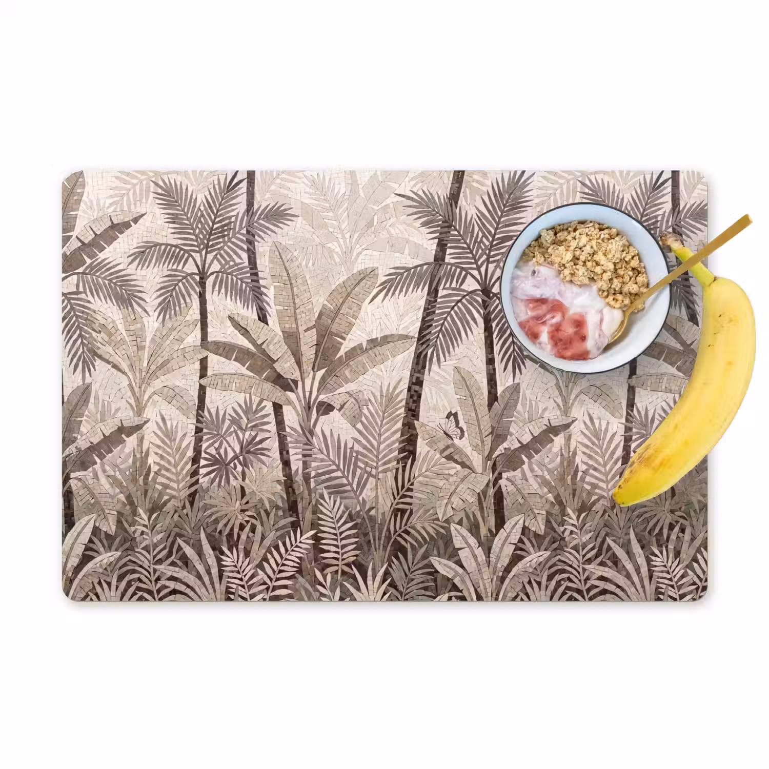 Natuur - Bladeren - Landschap - Mozaïek - Beige Placemat vinyl groot -zzzproduct_Kitchenyeah-website