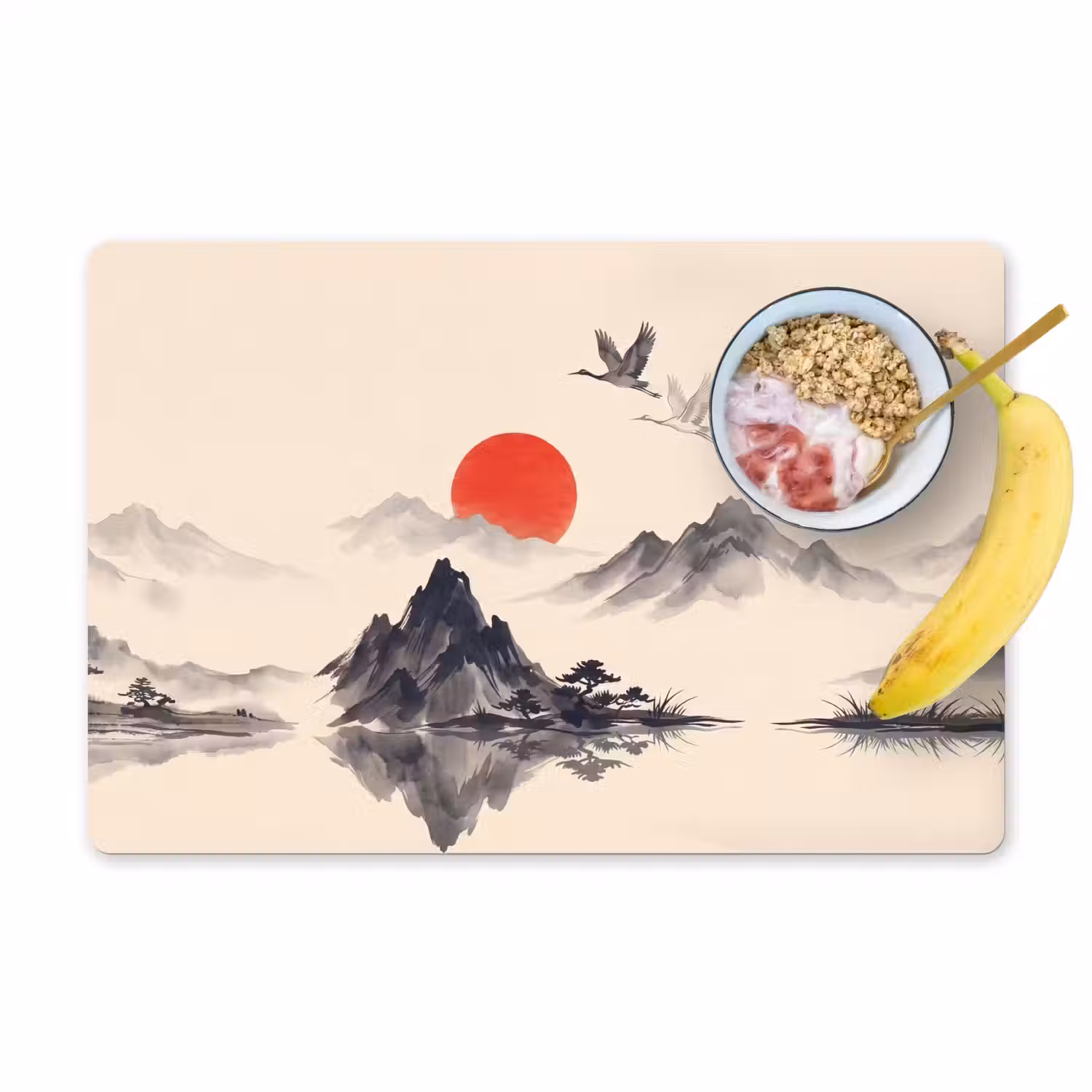 Oosters - Kraanvogels - Landschap Placemat vinyl groot -zzzproduct_Kitchenyeah-website