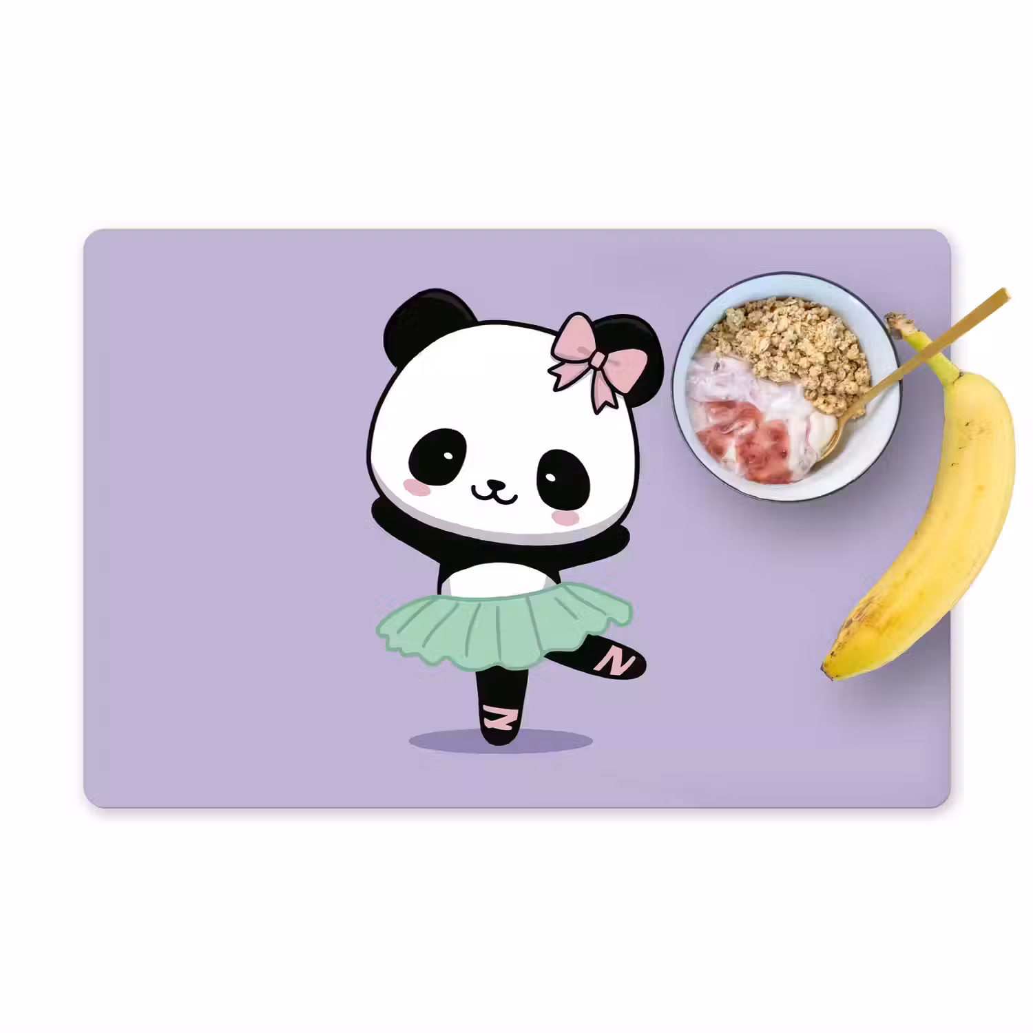 Dansende panda - Paars - Sierlijk - Kawaii Placemat vinyl groot -zzzproduct_Kitchenyeah-website