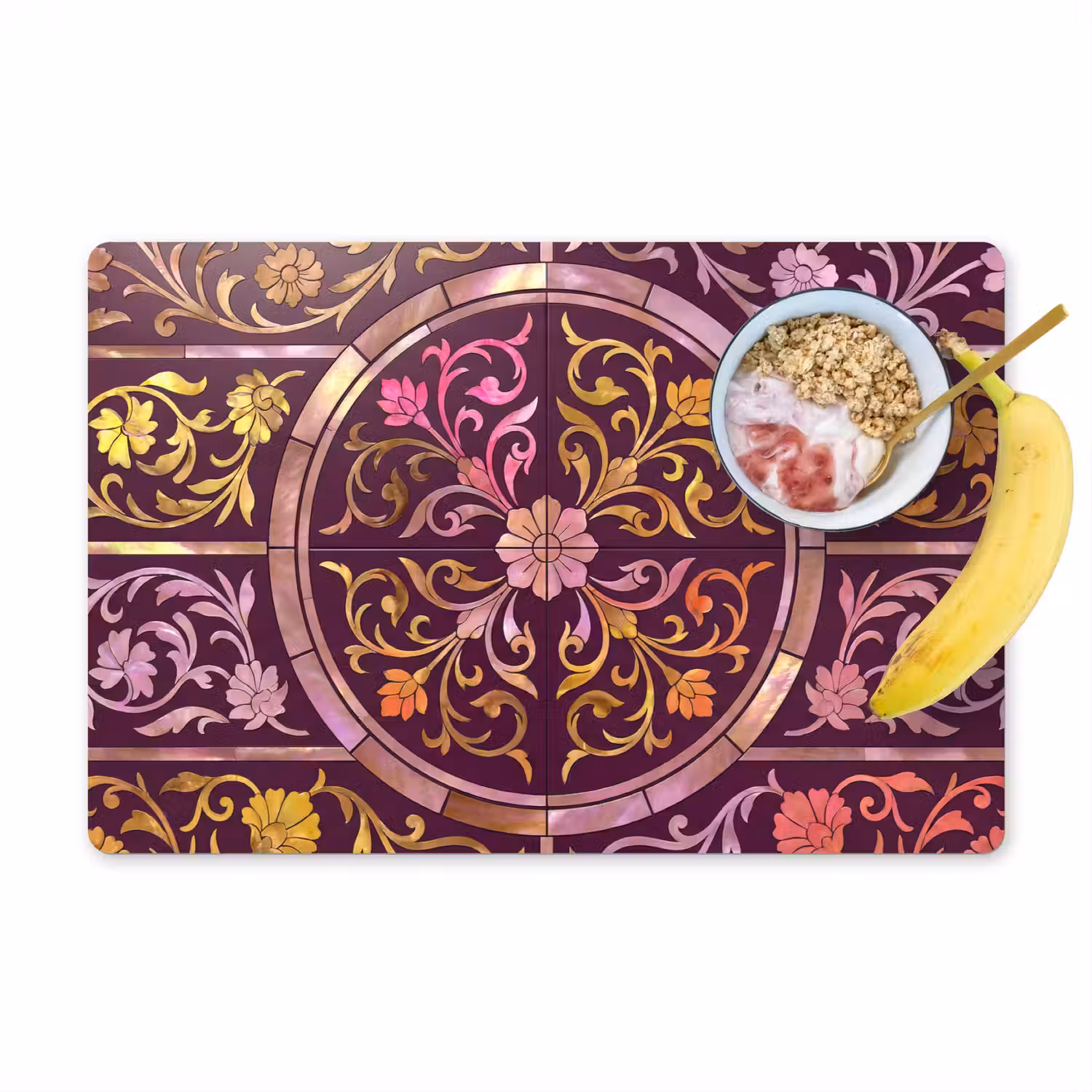 Patroon - Floraal - Oosters - Paars - Goud Placemat vinyl groot -zzzproduct_Kitchenyeah-website