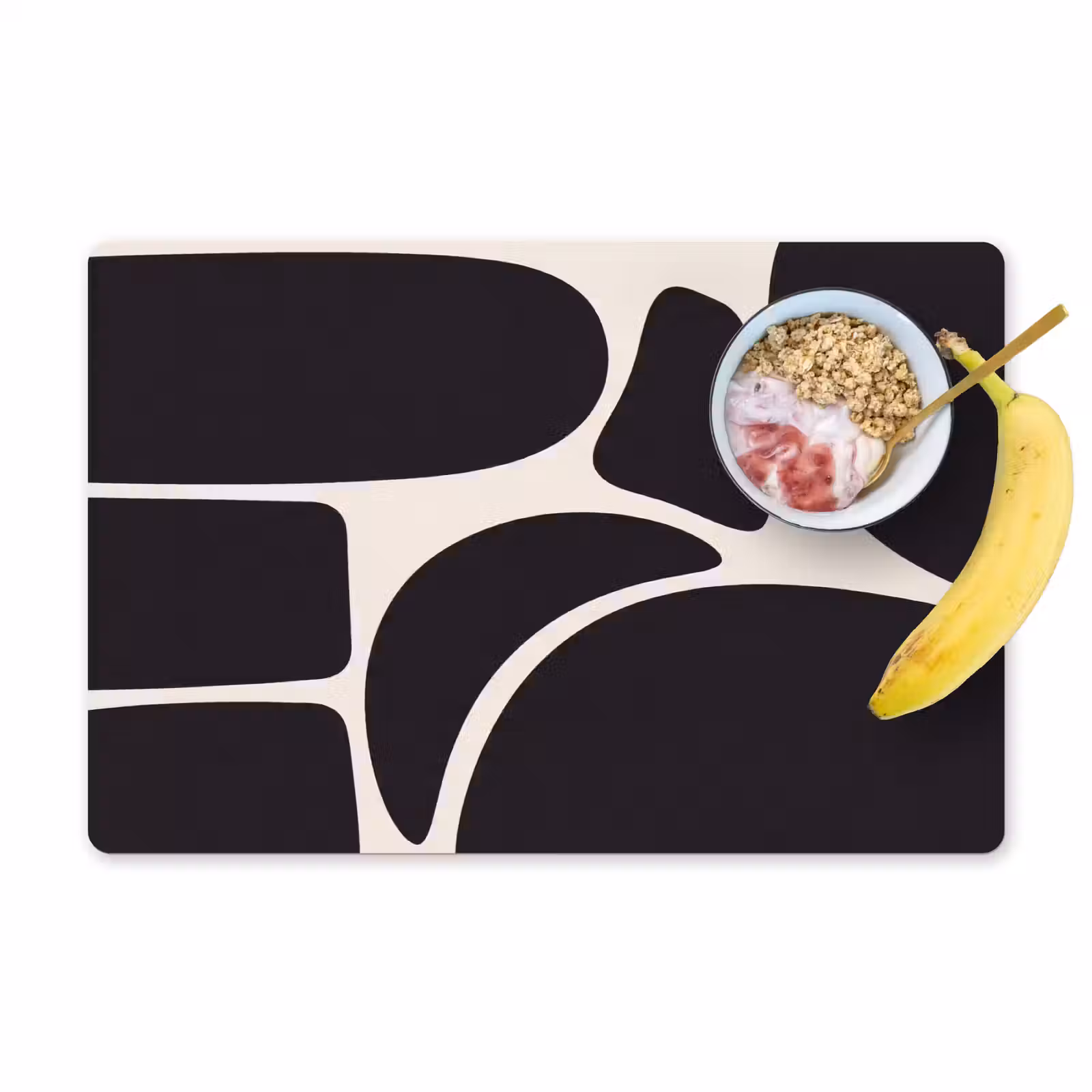 Placemat - 6 pieces - Pattern - Organic - Black - Patroon - Organisch - Zwart Placemat vinyl groot