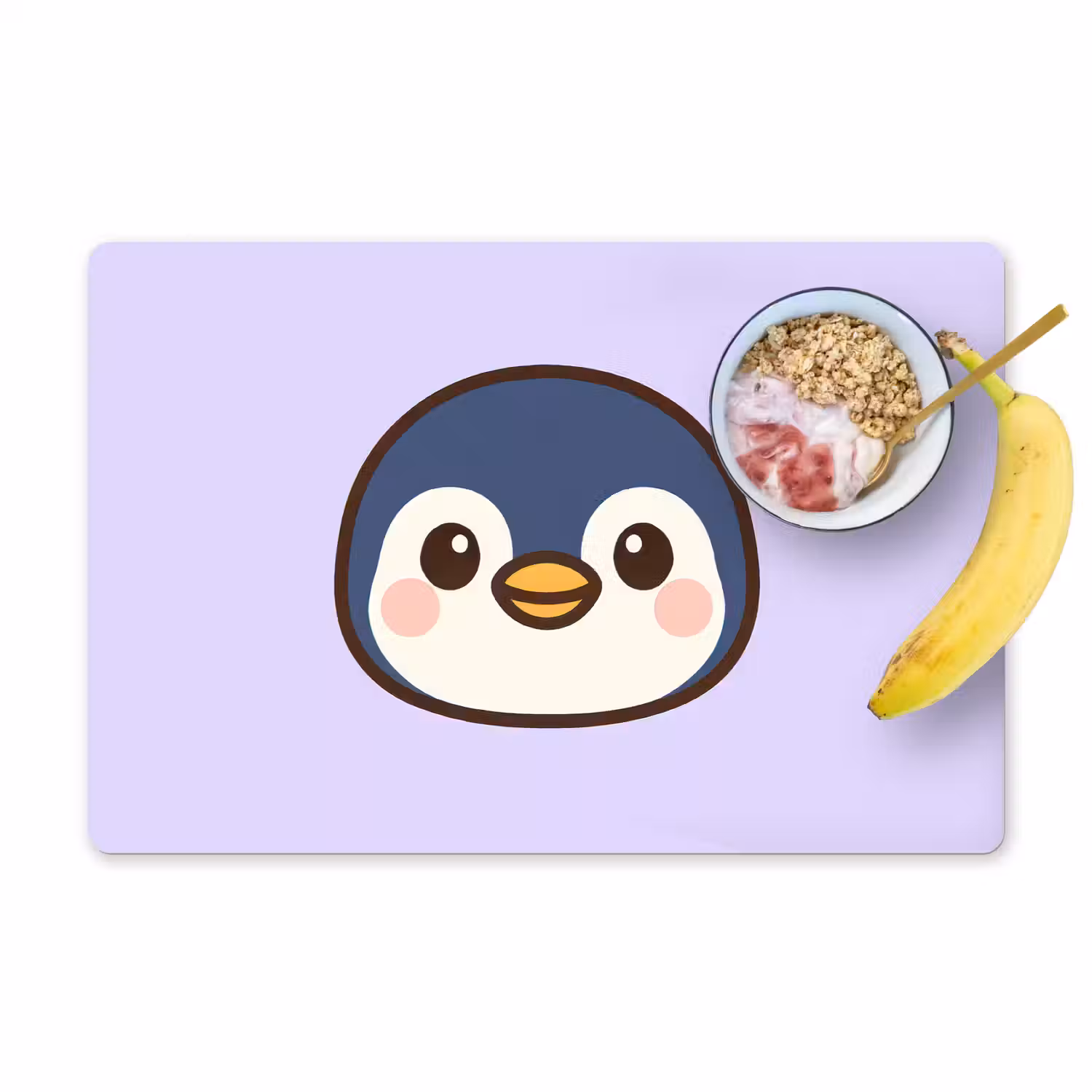 Pinguïn - Paars - Schattig Placemat vinyl groot -zzzproduct_Kitchenyeah-website