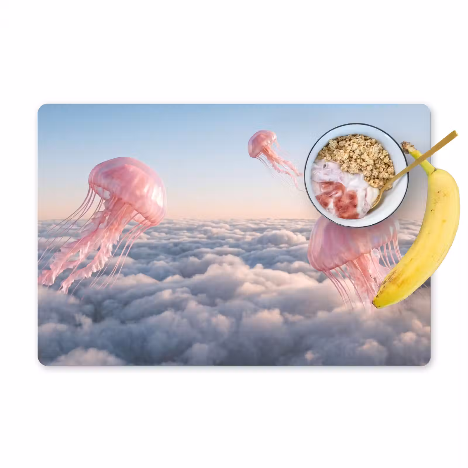 Placemat - 6 pieces - Pink Animal - Clouds - Roze dier - Wolken Placemat vinyl groot