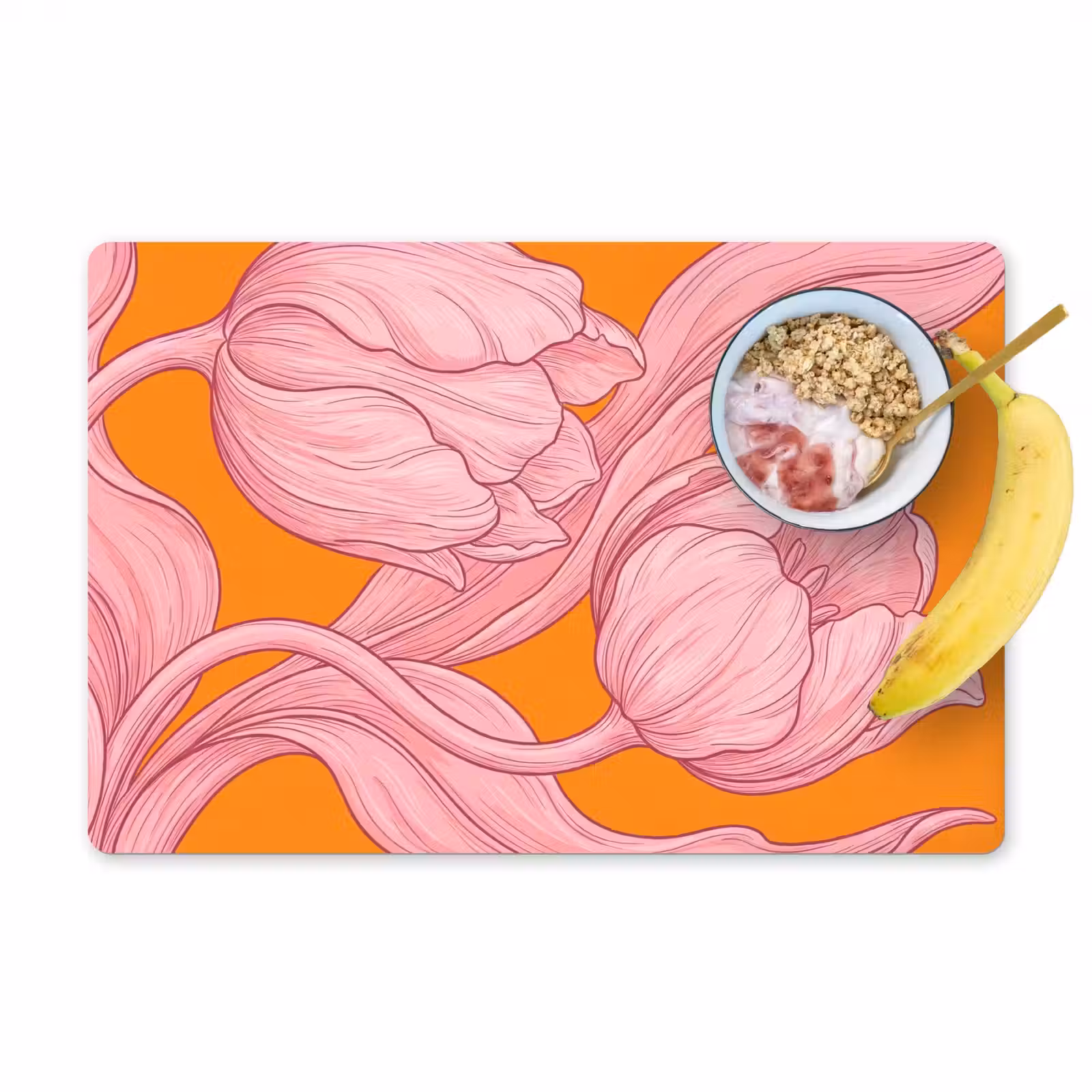 Placemat - 6 pieces - Pink Flowers - Modern - Roze bloemen - Modern Placemat vinyl groot