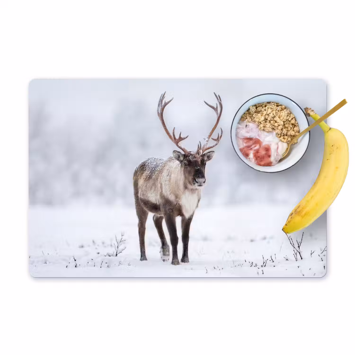 Rendier - Gewei - Toendra - Sneeuw - Wild Placemat vinyl groot -zzzproduct_Kitchenyeah-website