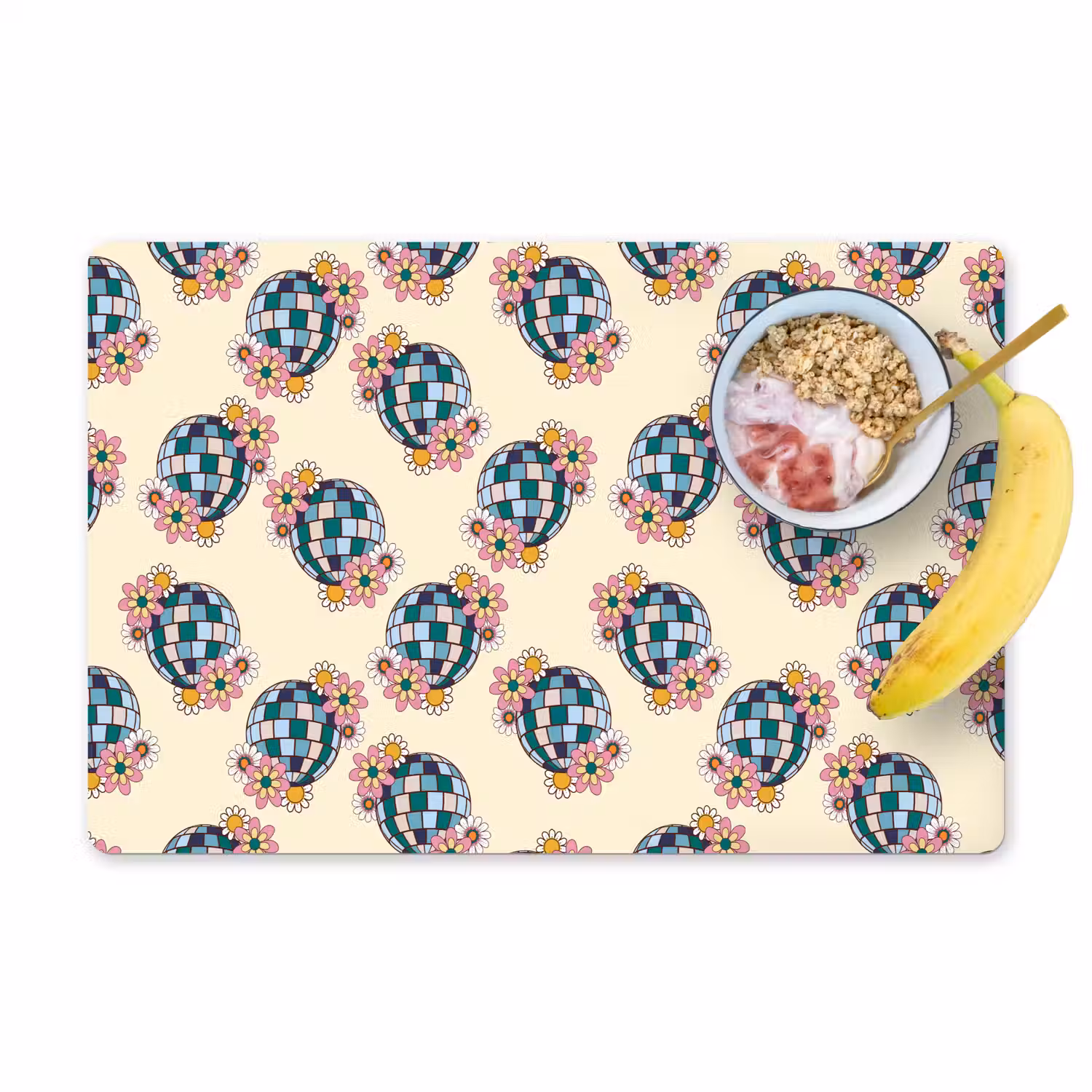 Retro - Disco - Bloemen - Discobal Placemat vinyl groot 368 -zzzproduct_Kitchenyeah-website