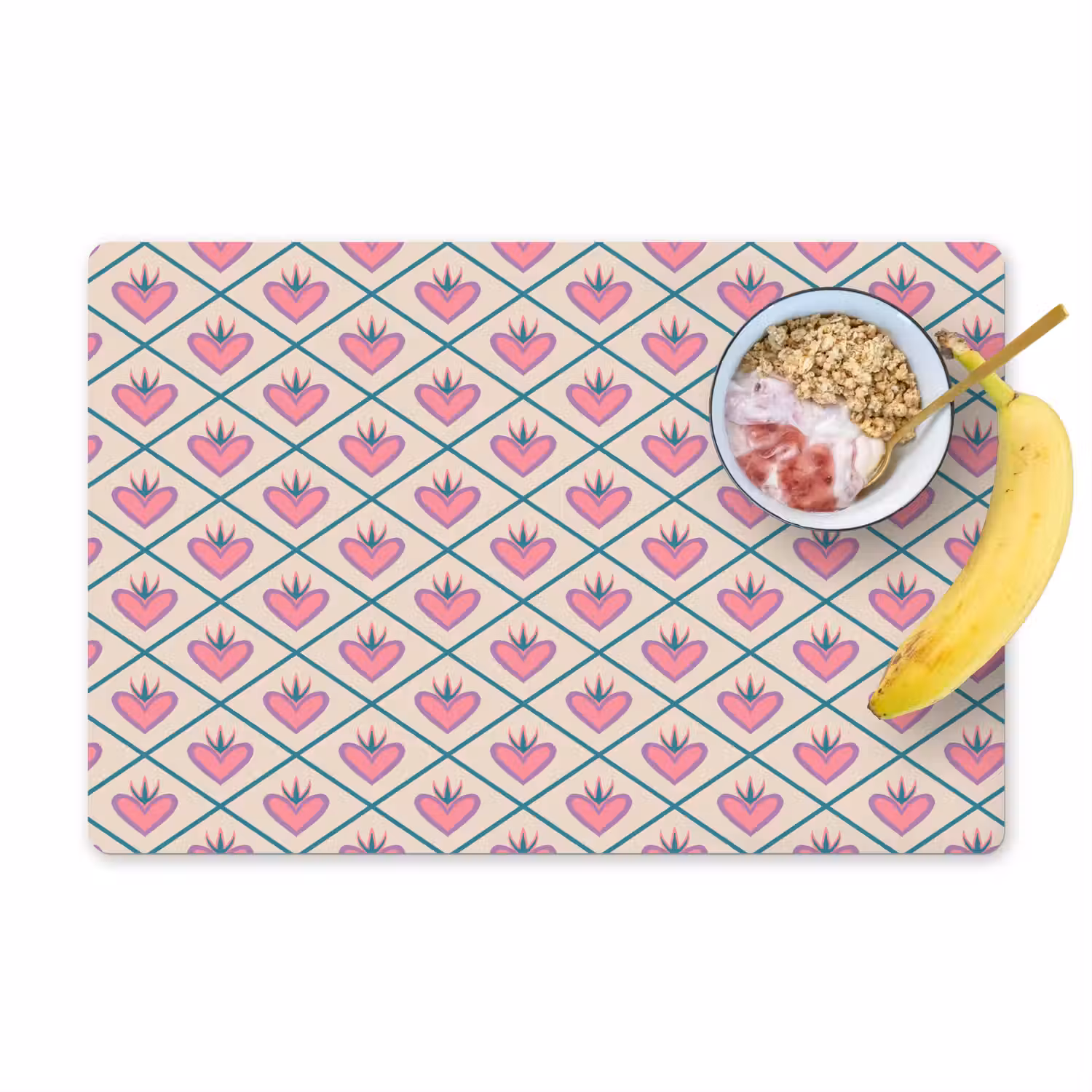 Retro - Ruit - Hartjes - Patroon Placemat vinyl groot 368 -zzzproduct_Kitchenyeah-website