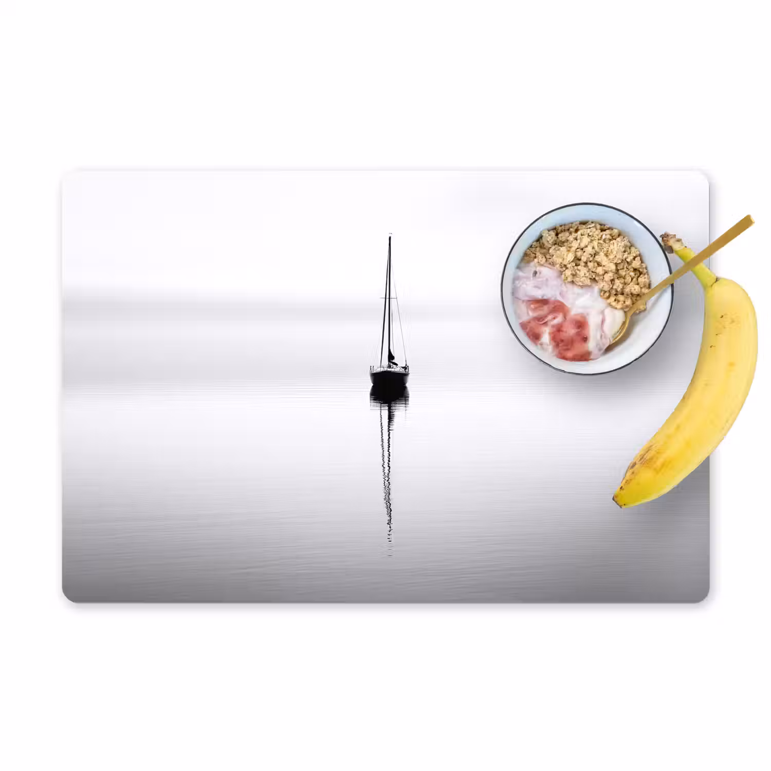 Zeilboot - Zwart - Water - Silhouet Placemat vinyl groot -zzzproduct_Kitchenyeah-website