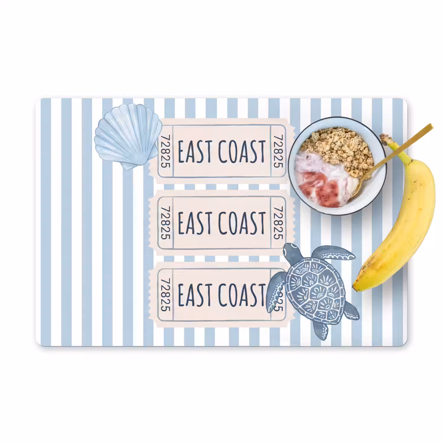 Schelp - Oceaan - Kust - Blauw - Illustratie Placemat vinyl groot -zzzproduct_Kitchenyeah-website