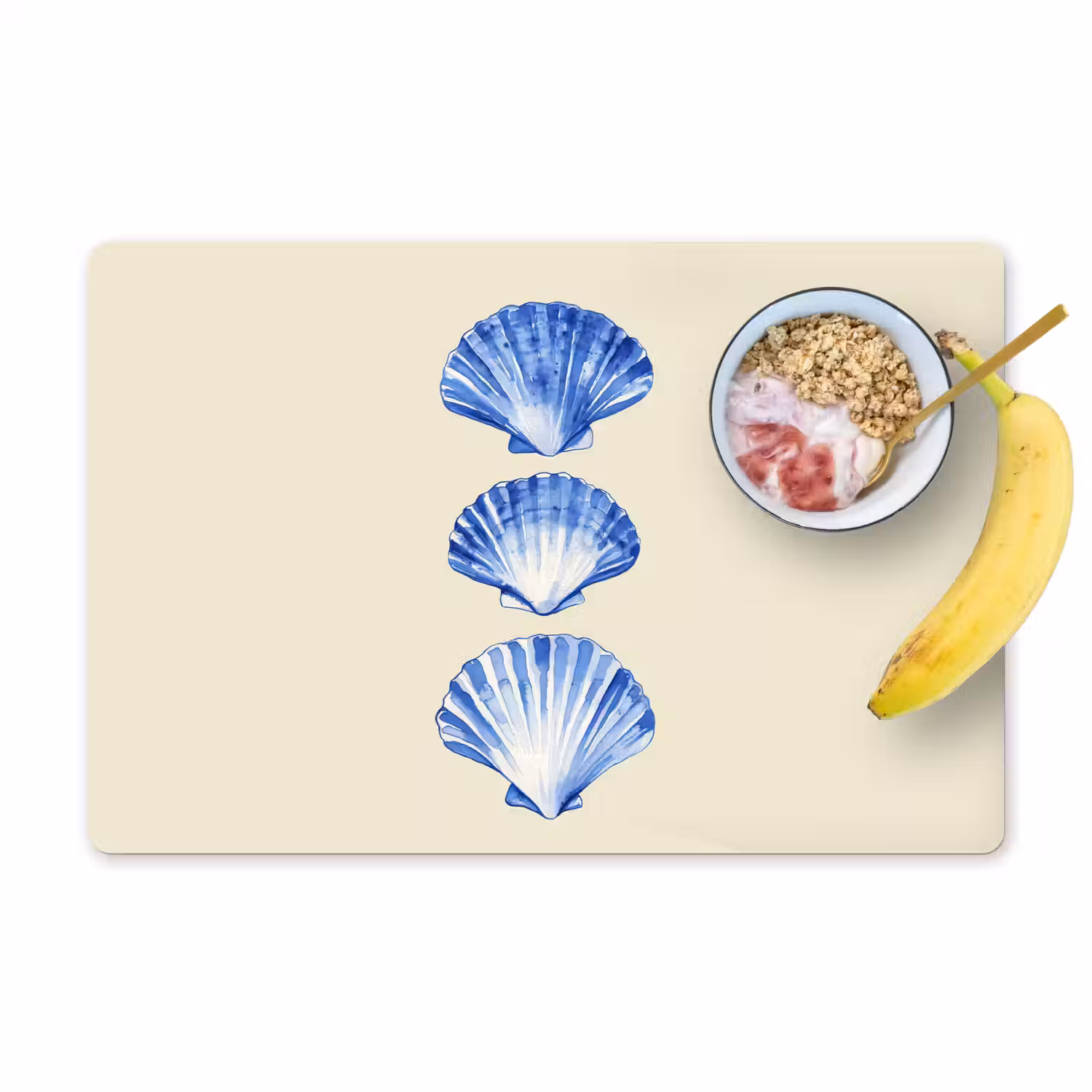 Schelpen - Blauw - Beige Placemat vinyl groot -zzzproduct_Kitchenyeah-website