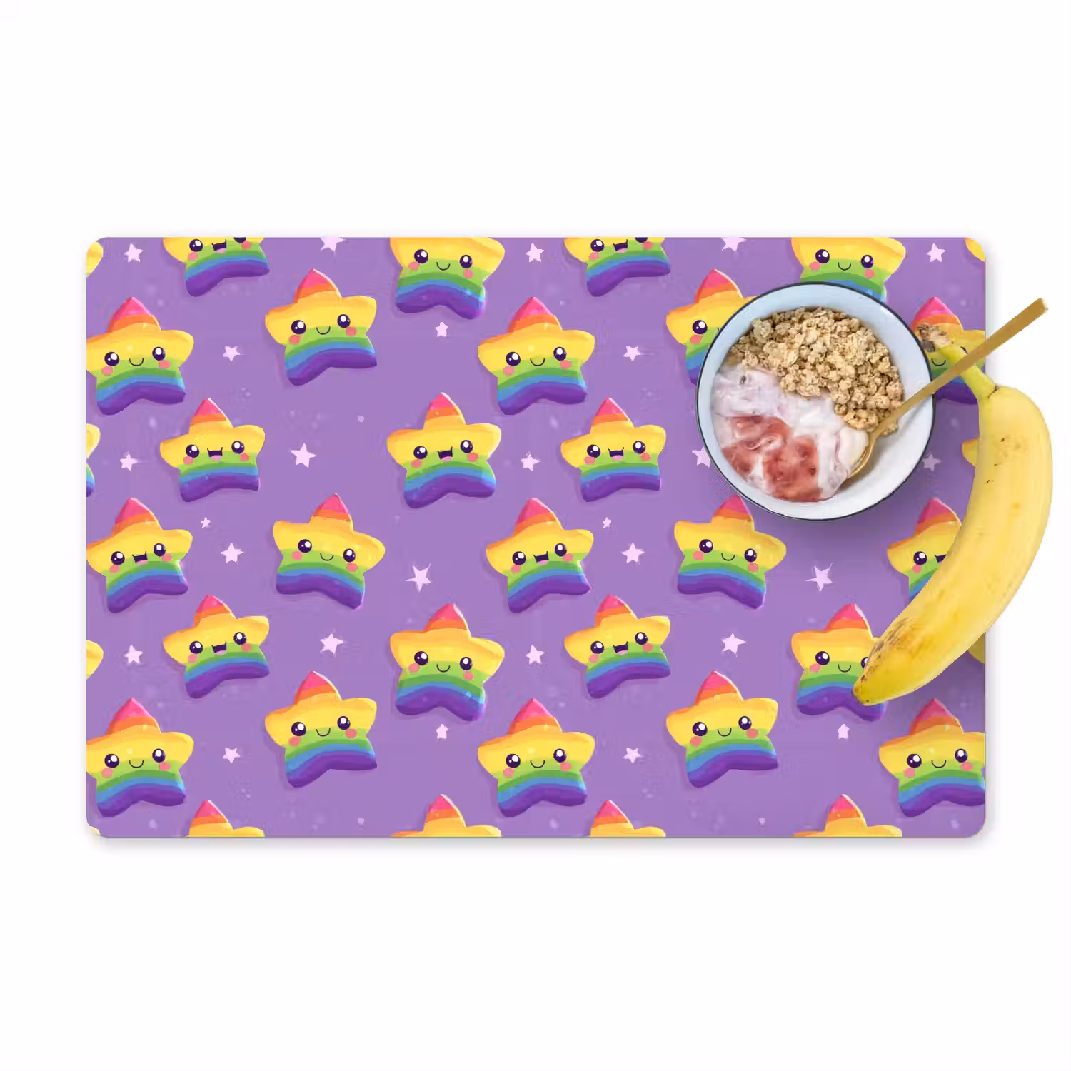 Sterren - Regenboog - Paars Placemat vinyl groot 368 -zzzproduct_Kitchenyeah-website