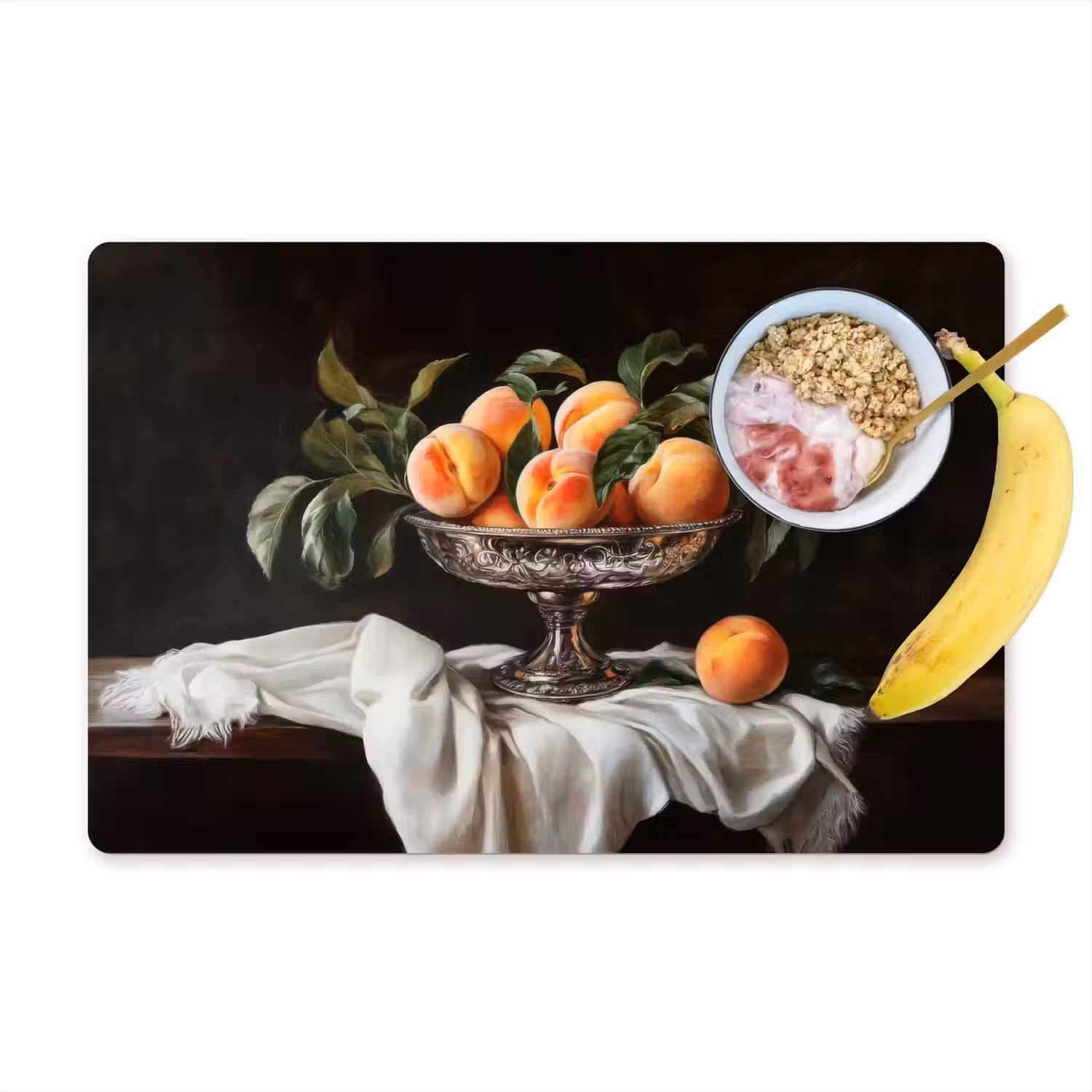 Stilleven - Perziken - Vintage Placemat vinyl groot -zzzproduct_Kitchenyeah-website