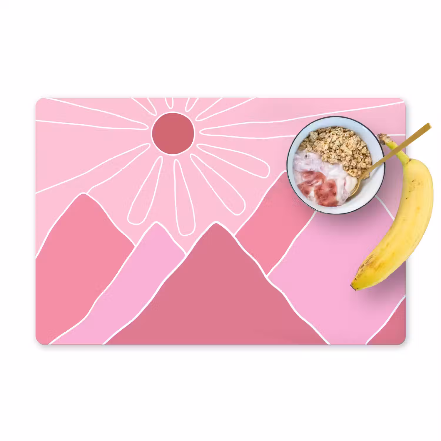 Zon - Bergen - Natuur - Abstract - Roze Placemat vinyl groot -zzzproduct_Kitchenyeah-website