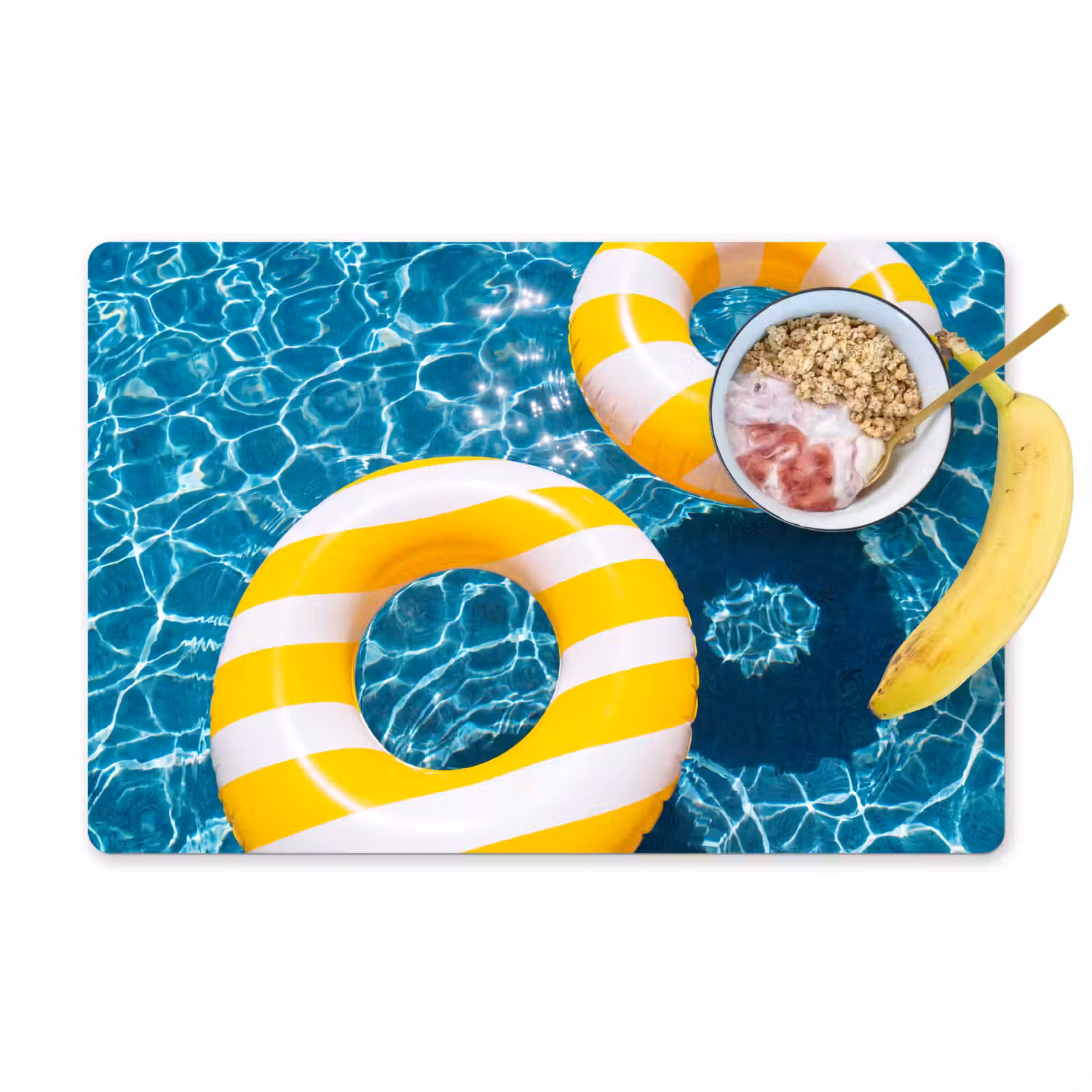 Zwembad - Zwembanden - Zomer - Geel - Blauw Placemat vinyl groot -zzzproduct_Kitchenyeah-website