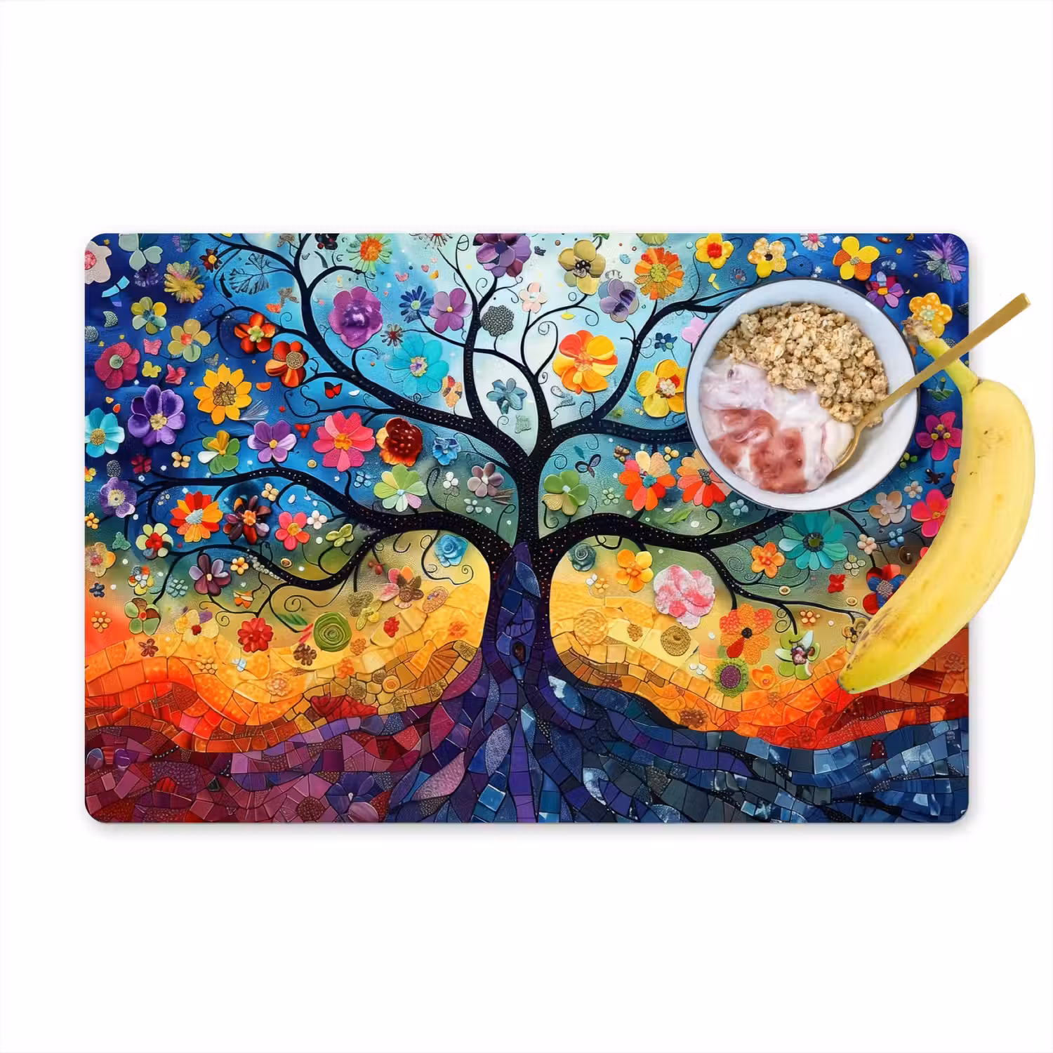 Boom - Kleurrijk - Bloemen - Kunst - Abstract Placemat vinyl groot -zzzproduct_Kitchenyeah-website