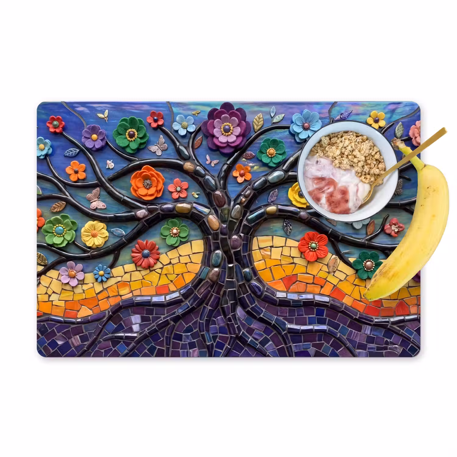 Levensboom - Mozaïek - Bloemen - Kleurrijk - Vrolijk Placemat vinyl groot -zzzproduct_Kitchenyeah-website
