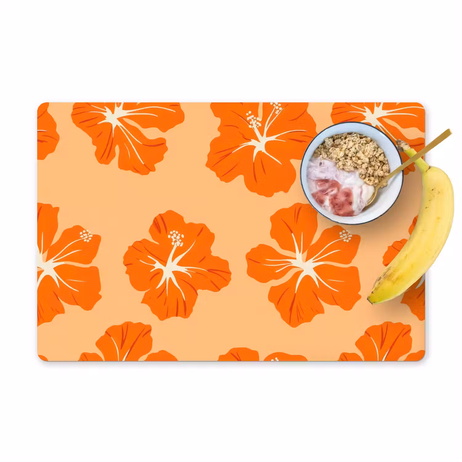 Tropisch - Hibiscus - Oranje Placemat vinyl groot 368 -zzzproduct_Kitchenyeah-website