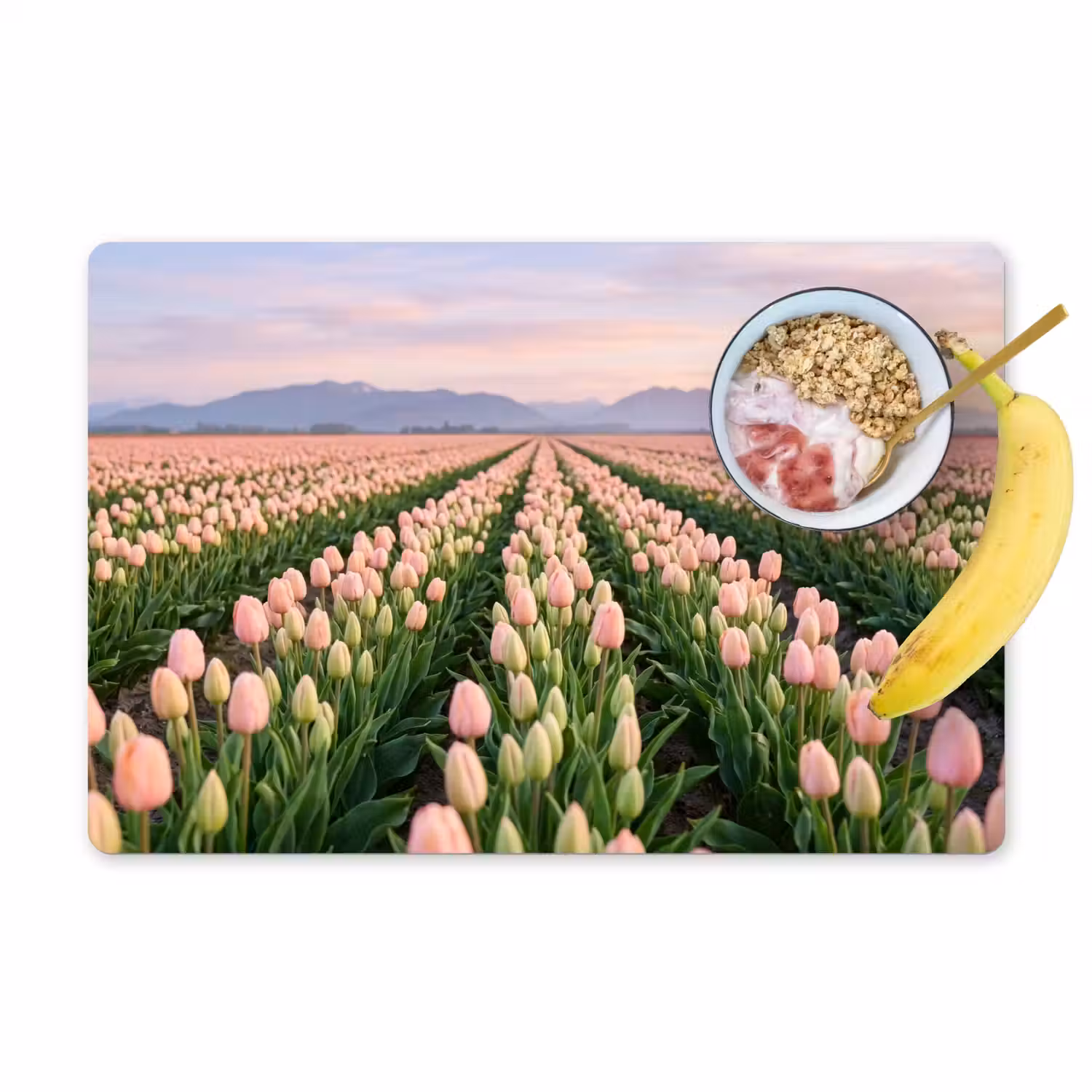 Tulpen - Landschap - Roze Placemat vinyl groot -zzzproduct_Kitchenyeah-website
