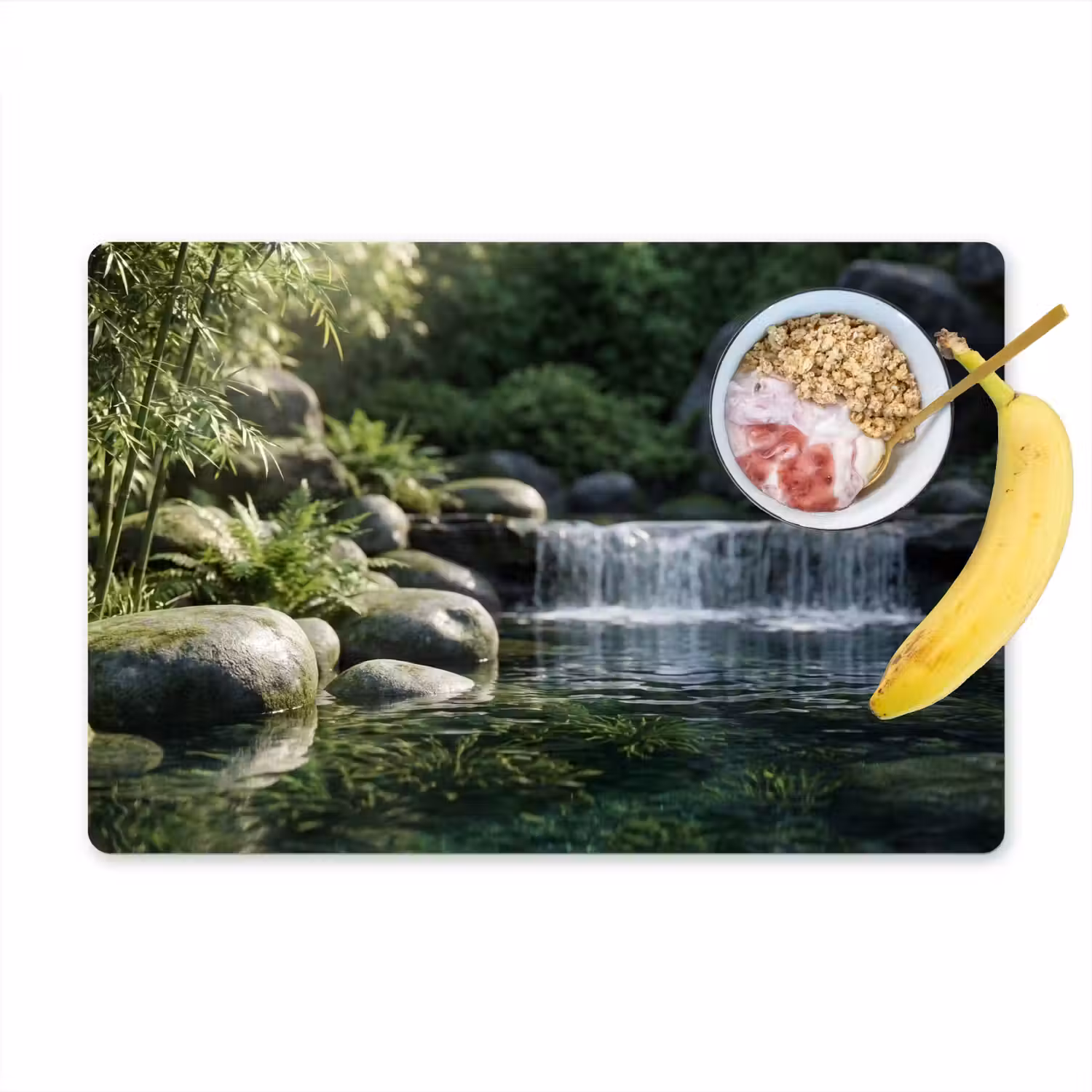 Beek - Waterval - Natuur - Groen Placemat vinyl groot -zzzproduct_Kitchenyeah-website