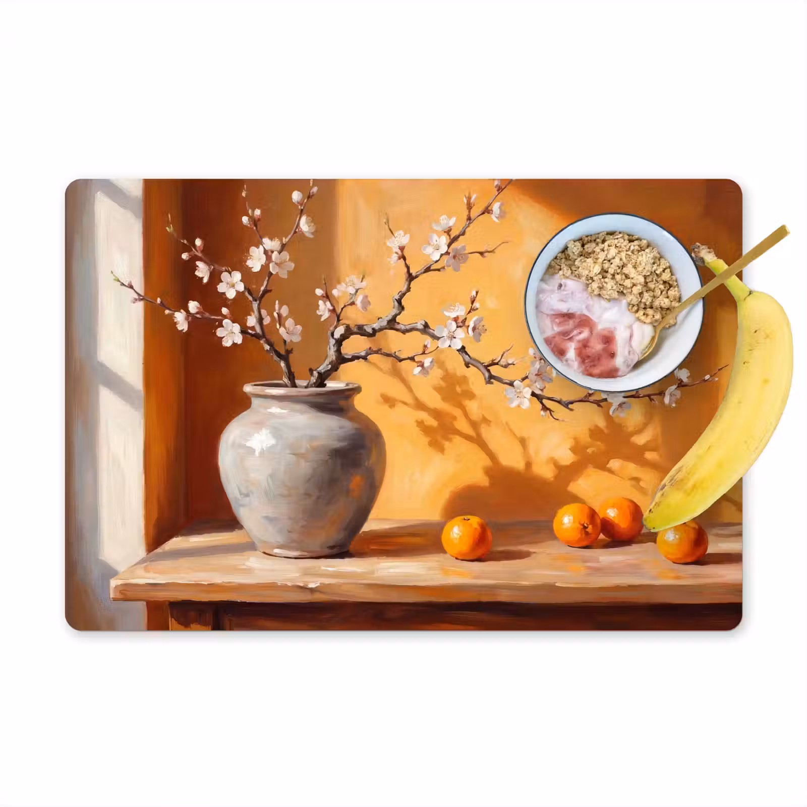 Placemat - 6 pieces - White Flowers - Still Life - Witte bloemen - Stilleven Placemat vinyl groot
