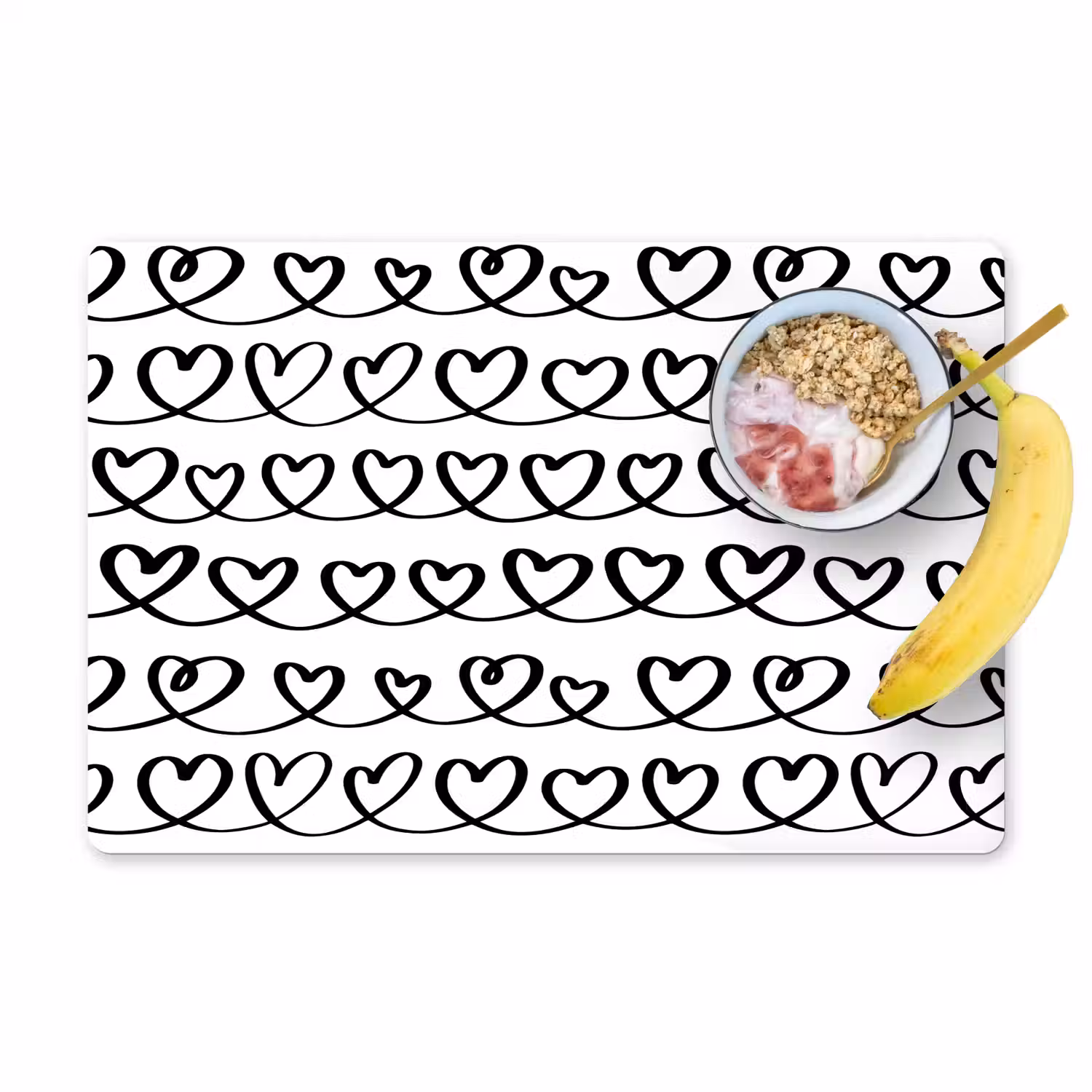 Wit - Harten - Verweven - Zwart Placemat vinyl groot 368 -zzzproduct_Kitchenyeah-website