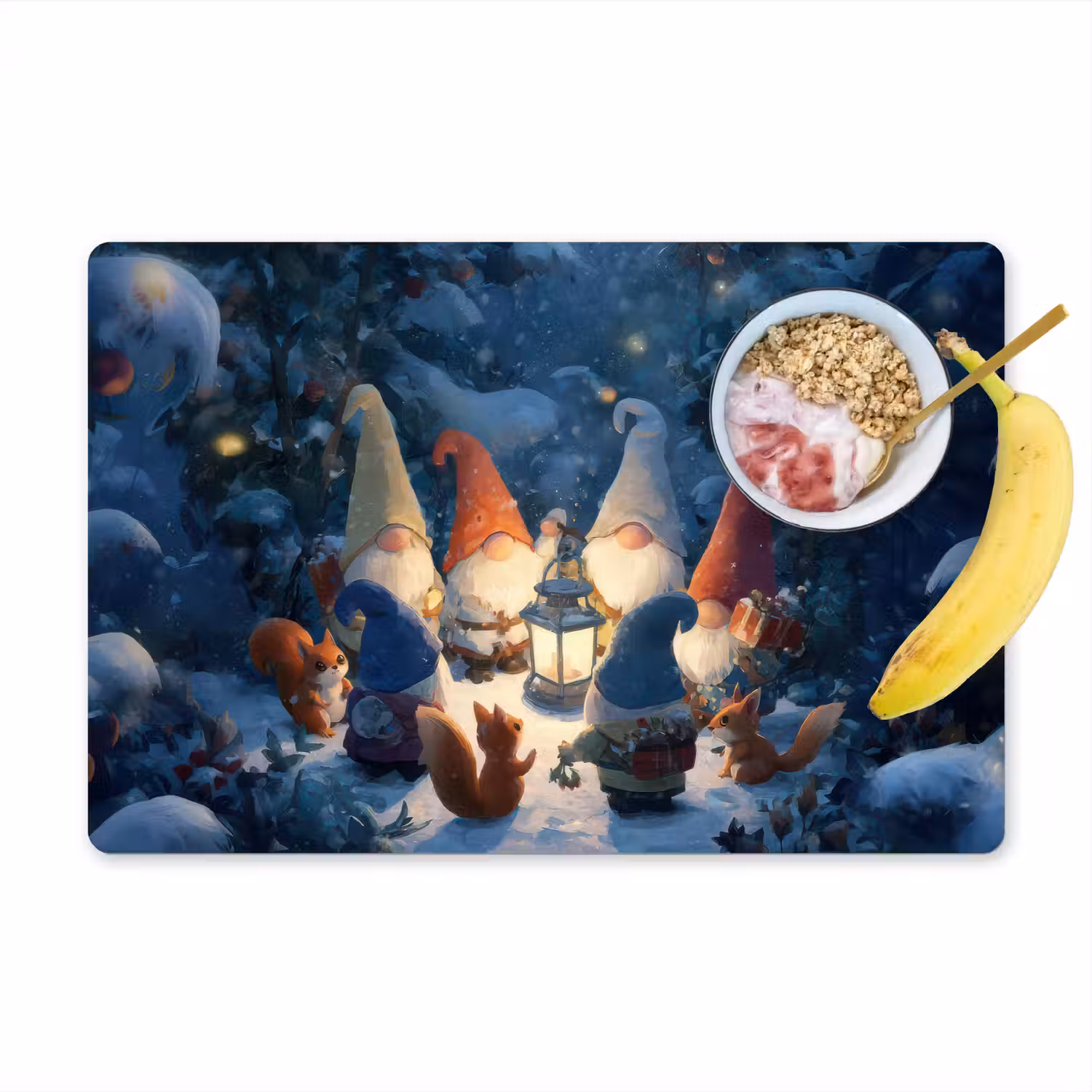 Winter - Gnooms - Eekhoorns - Meerkleurig Placemat vinyl groot -zzzproduct_Kitchenyeah-website