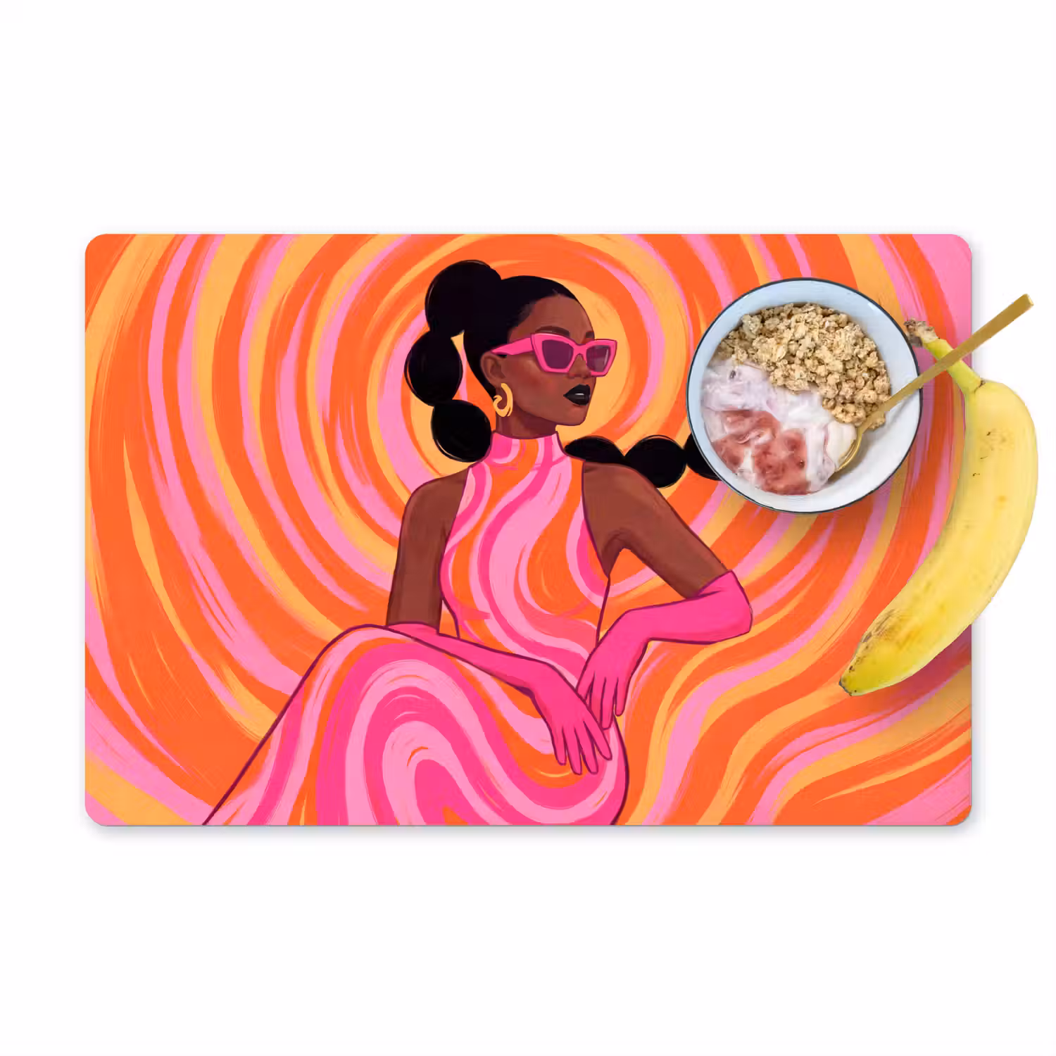 Vrouw - Portret - Kunst - Abstract - Roze Placemat vinyl groot -zzzproduct_Kitchenyeah-website