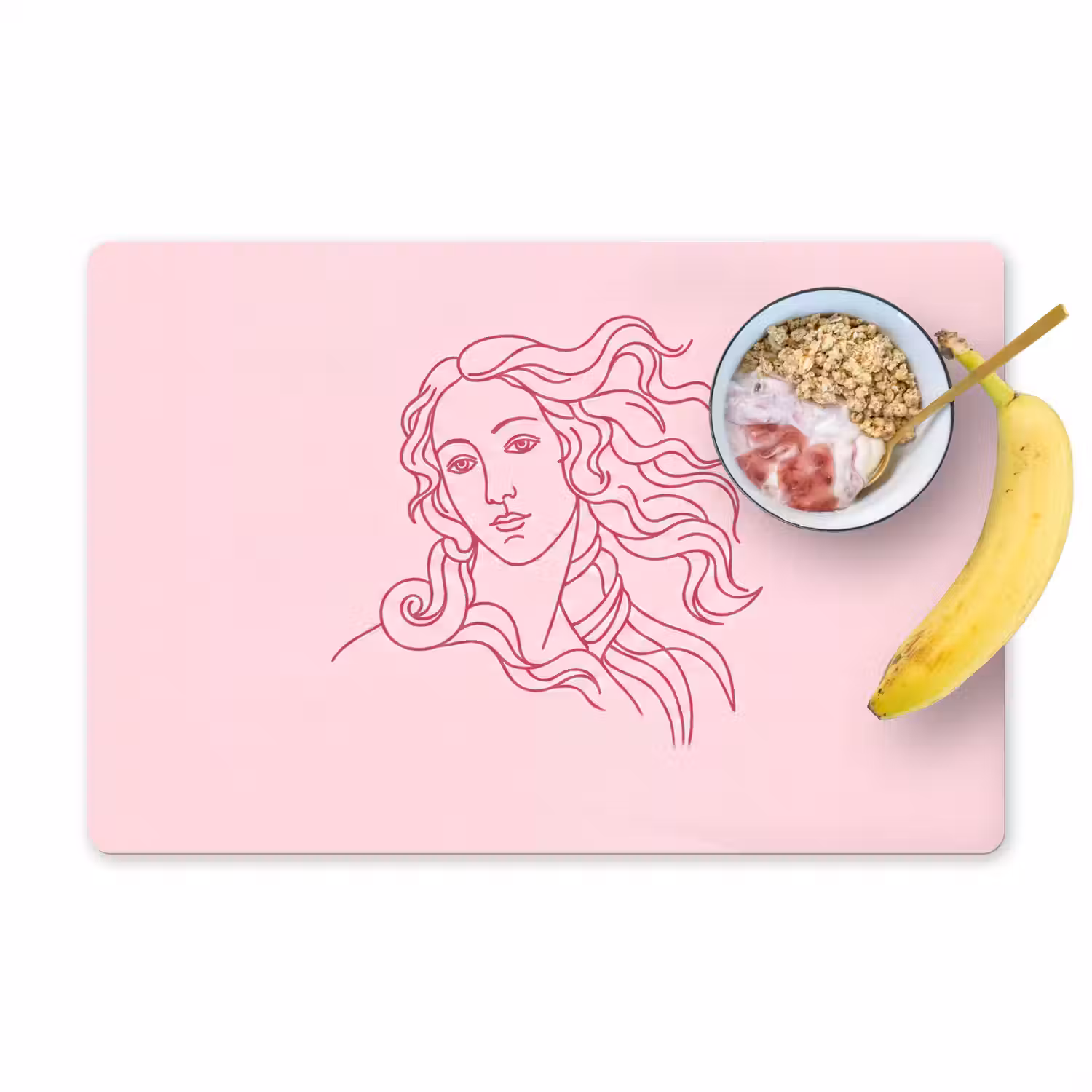 Vrouw - Portret - Klassiek - Line-art - Roze Placemat vinyl groot -zzzproduct_Kitchenyeah-website