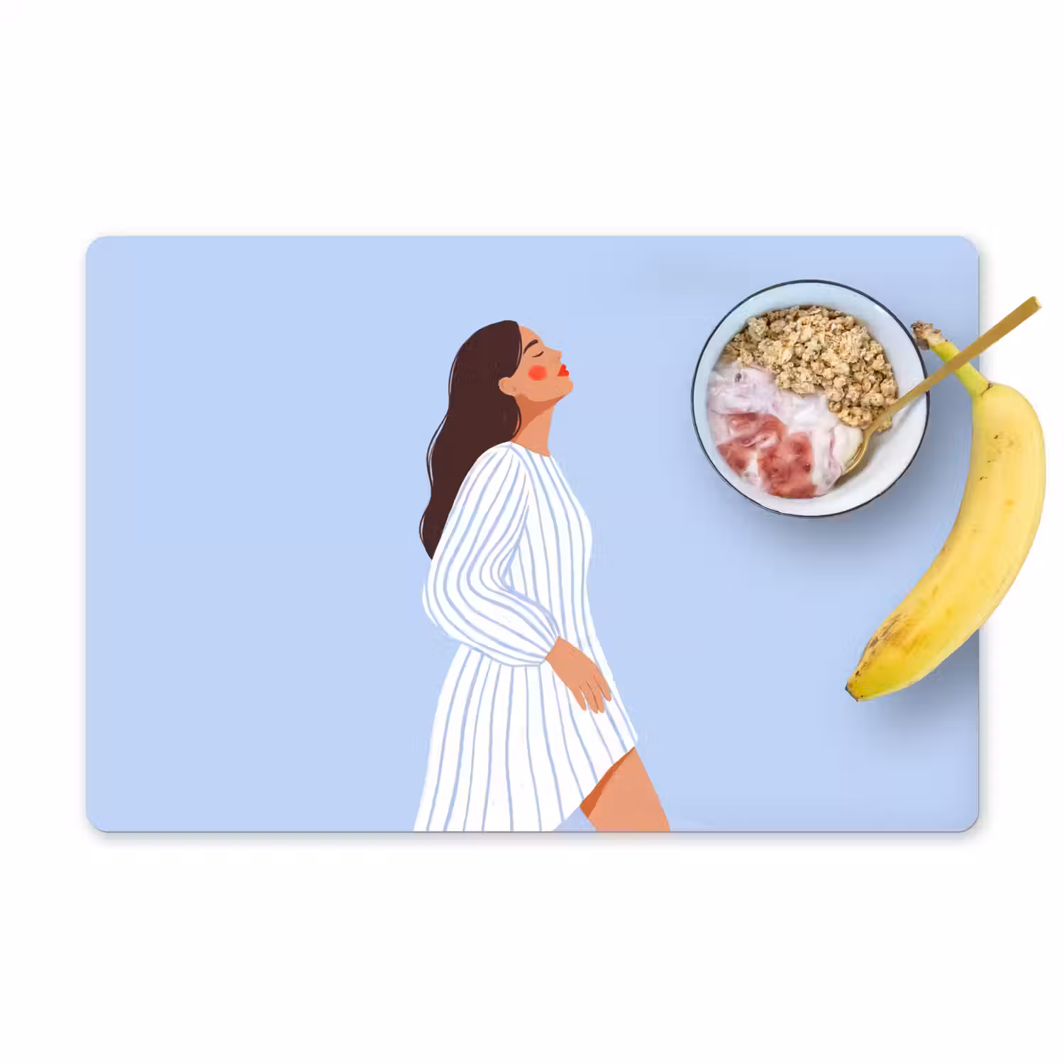 Vrouw - Profiel - Rust - Modern - Illustratie Placemat vinyl groot -zzzproduct_Kitchenyeah-website