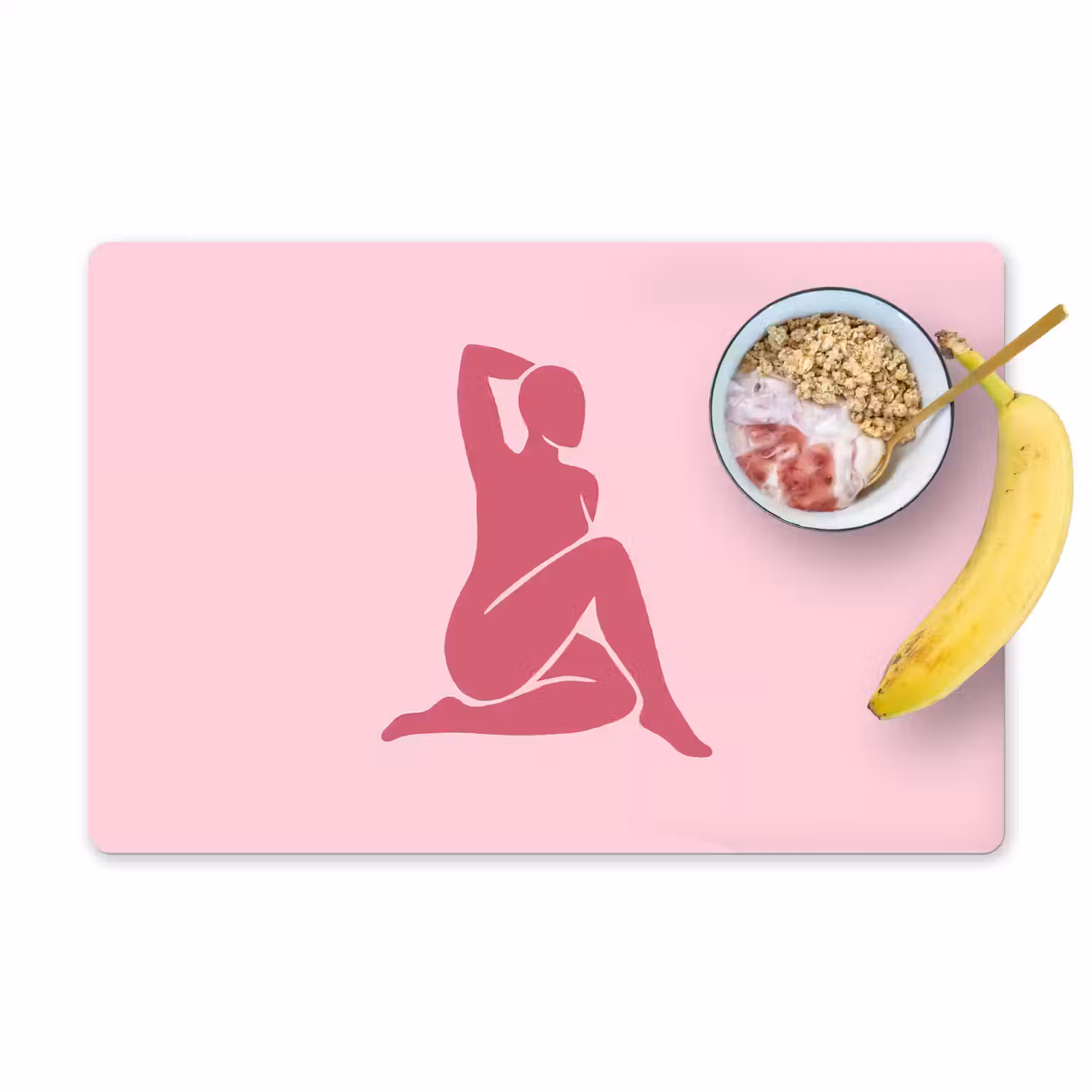 Vrouw - Silhouet - Abstract - Modern - Roze Placemat vinyl groot -zzzproduct_Kitchenyeah-website