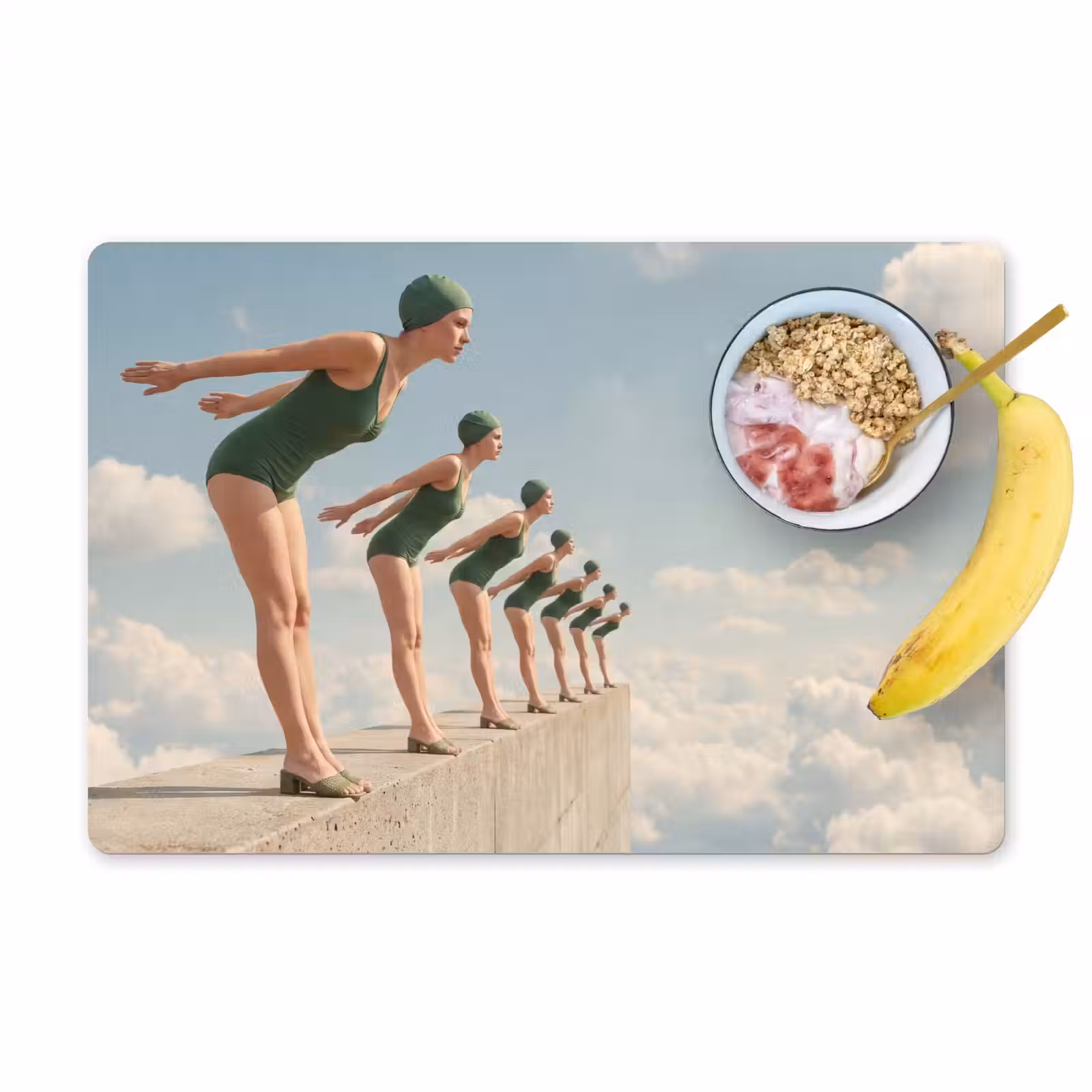 Placemat - 6 pieces - Women - Diving Pose - Clouds - Vrouwen - Duikhouding - Wolken Placemat vinyl groot