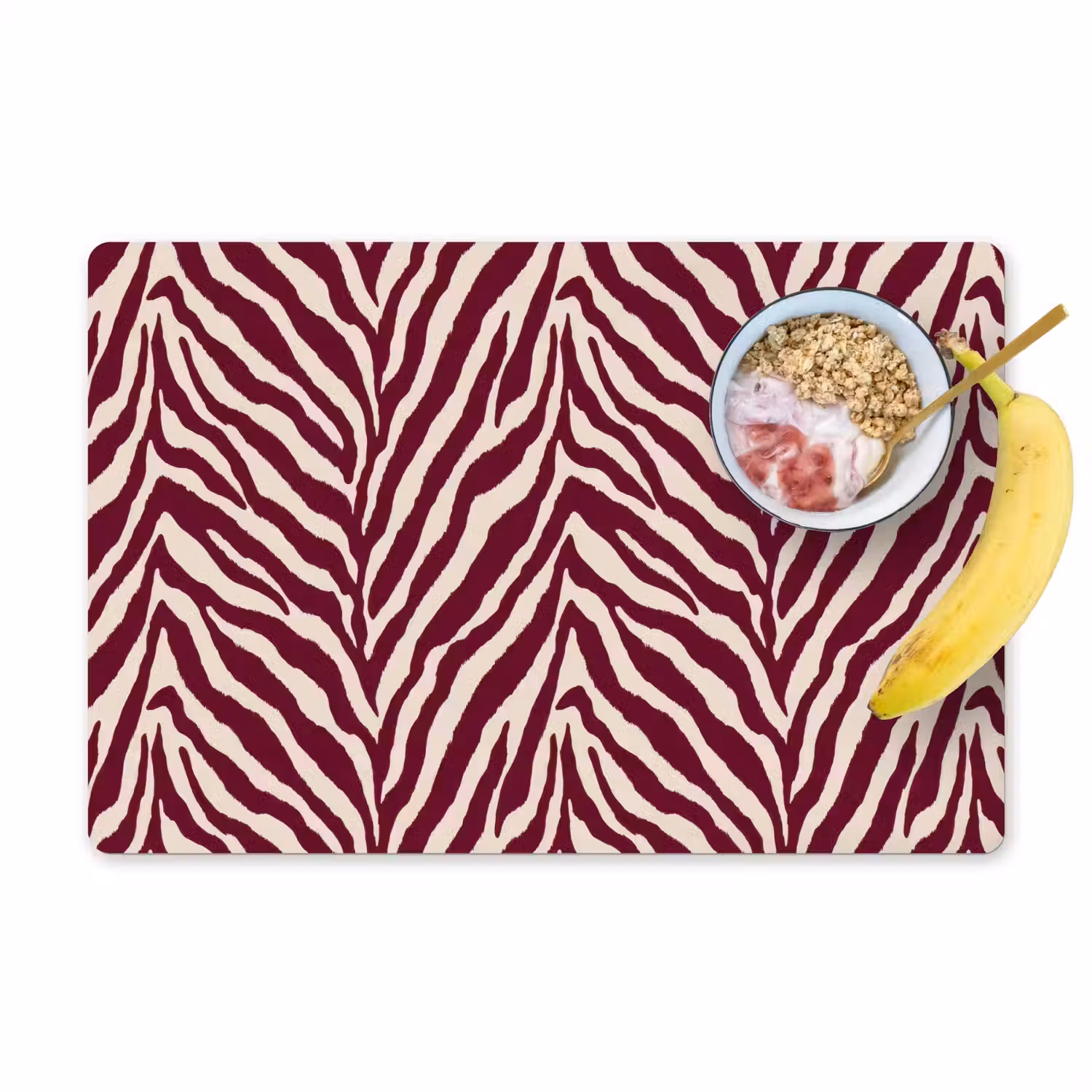 Zebra - Motief - Bordeaux - Rood Placemat vinyl groot 368 -zzzproduct_Kitchenyeah-website