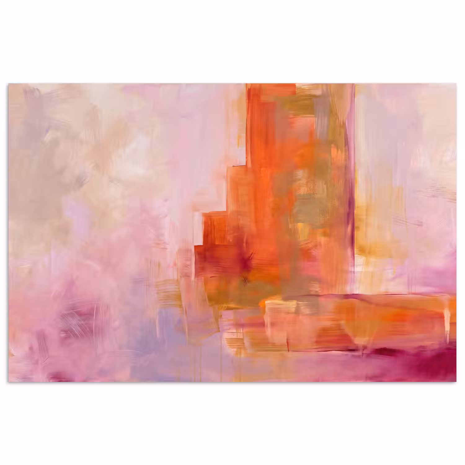 Abstract - Borstelstreken - Kunst - Paars - Goud poster papier klein -3d