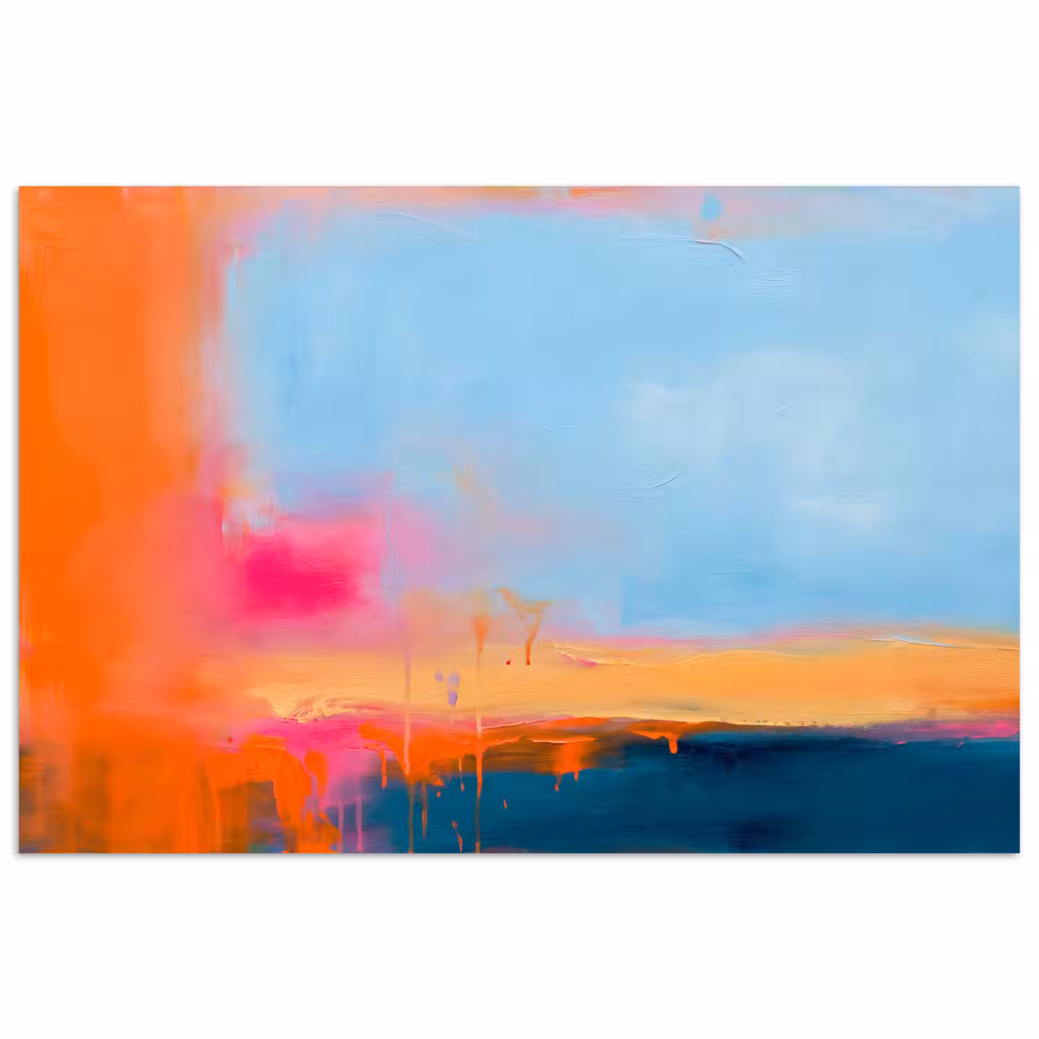 Abstract - Kleurvlakken - Modern - Oranje - Blauw poster papier klein -3d