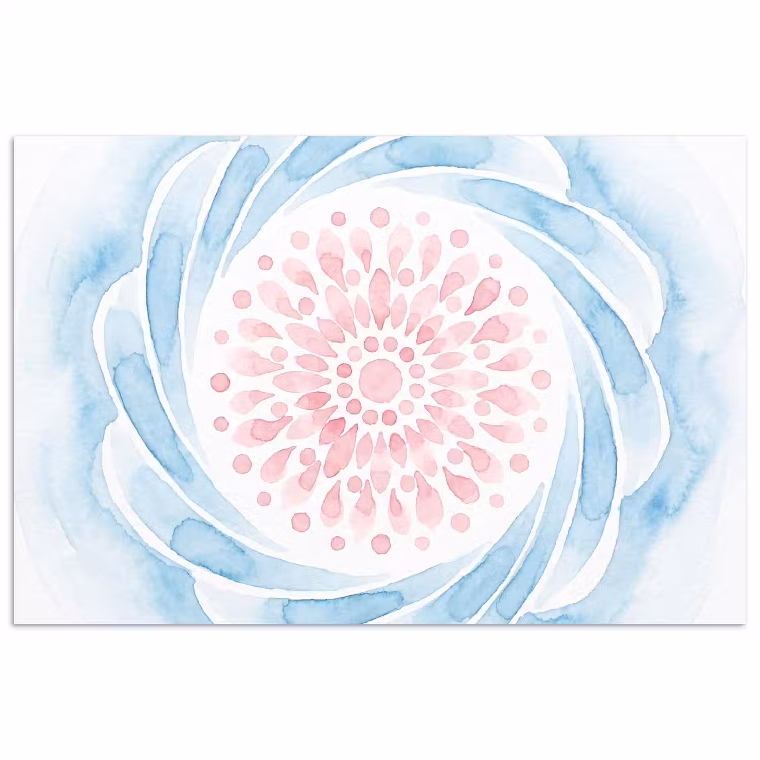 Abstract - Bloemvorm - Aquarel - Roze - Blauw poster papier klein -3d