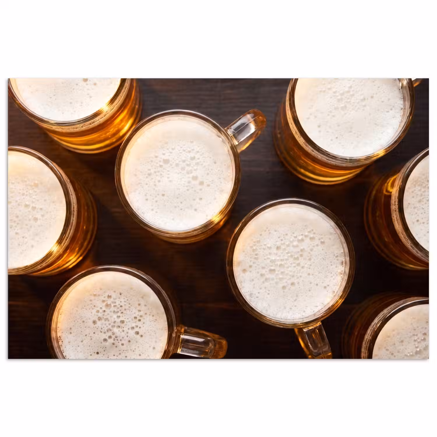 Bier - Glazen - Schuim - Hout - Drank poster papier klein -3d