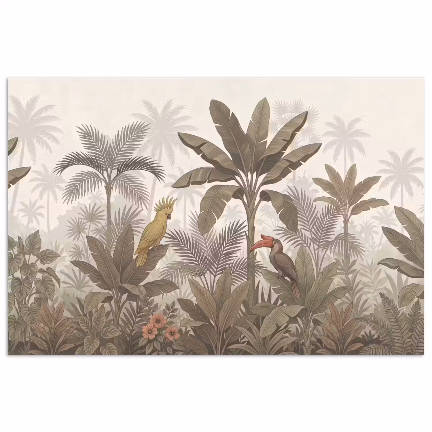Vogel - Jungle - Tropisch - Illustratie - Groen poster papier klein -3d